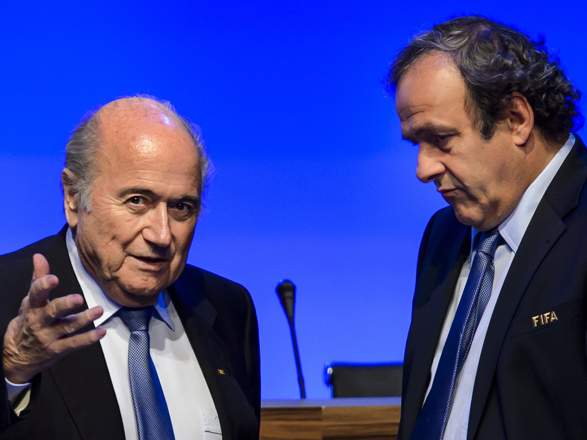 Michel Platini and Sepp Blatter