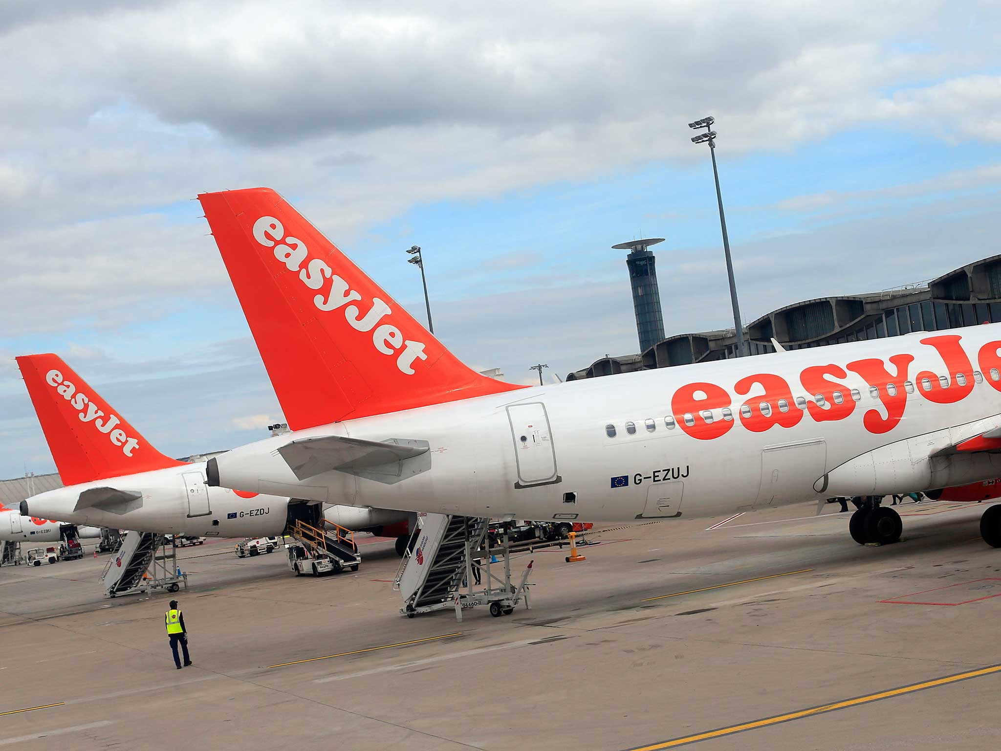 easyJet planes at an airport