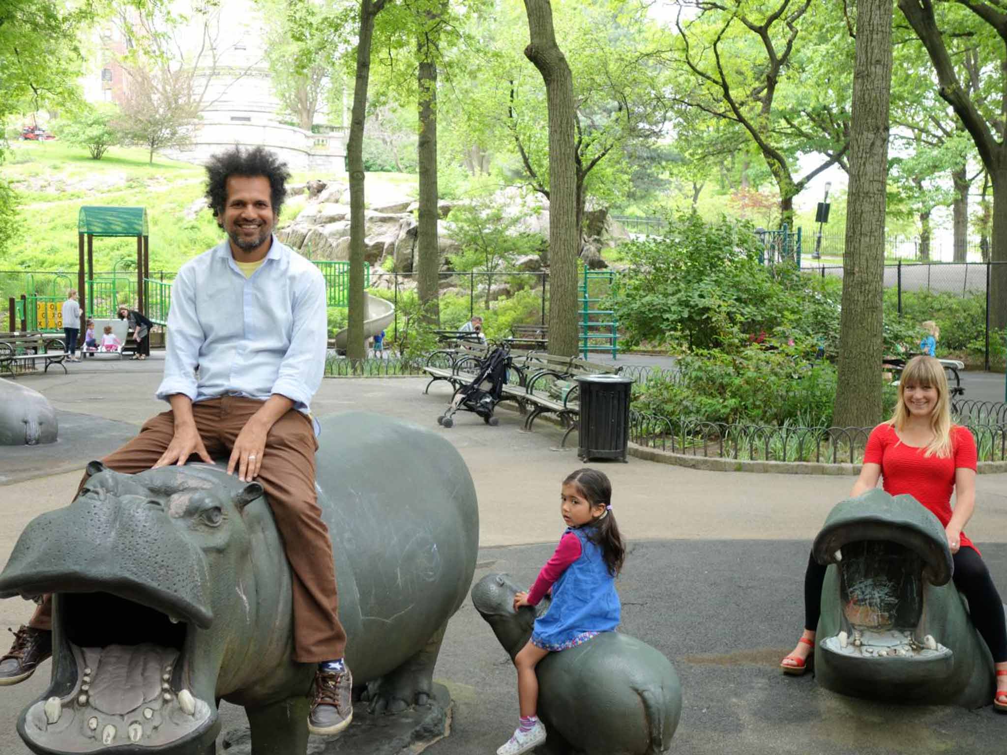 Toddler test: the family at the Hippo Playground in Riverside Park