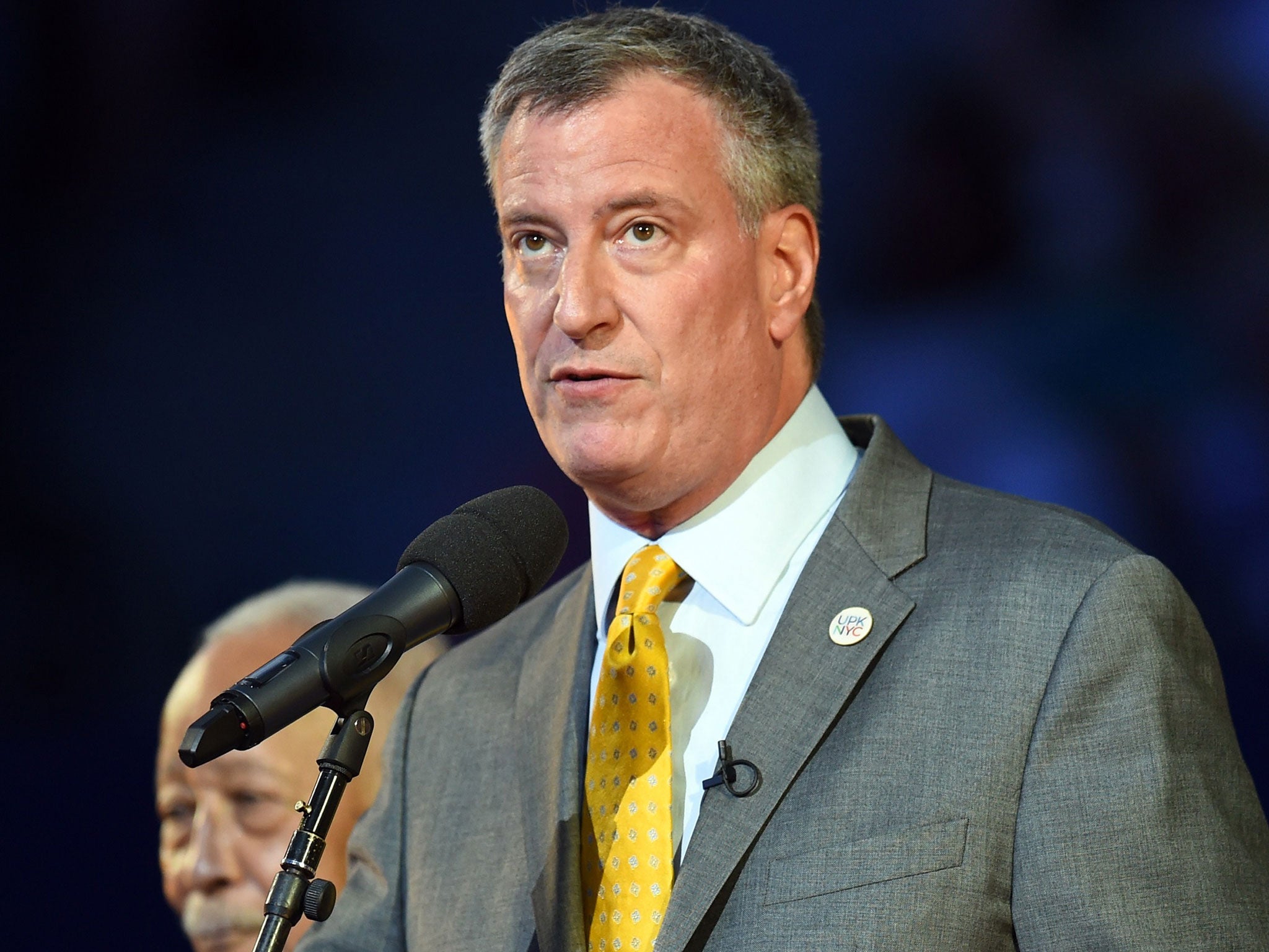New York City Mayor Bill de Blasio, who took office less than a year ago on a promise to end so-called "poor doors"