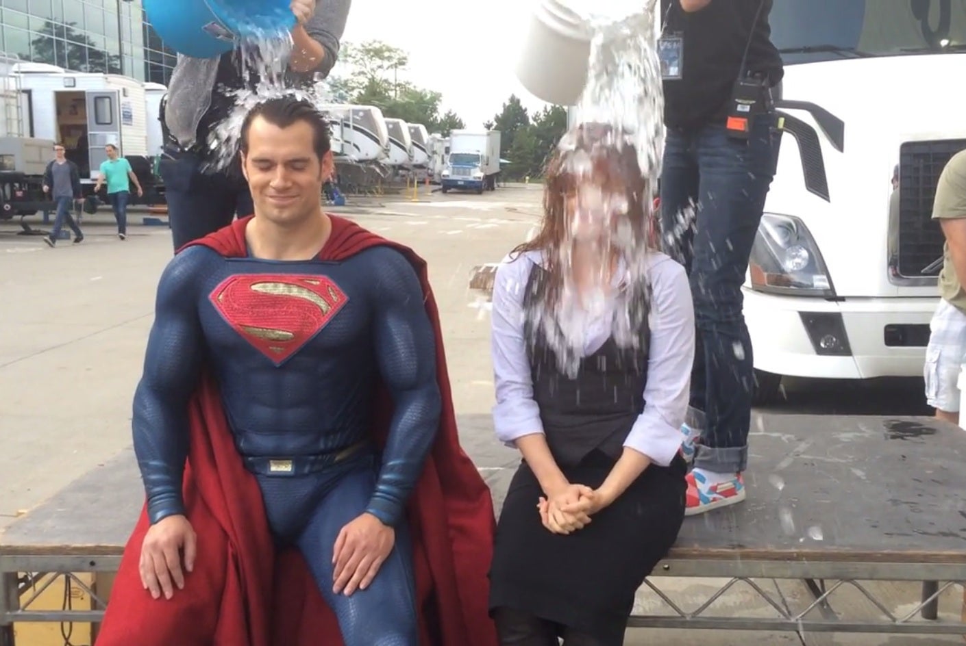 Even Henry Cavill and Amy Adams found time to take the challenge during Batman v Superman filming
