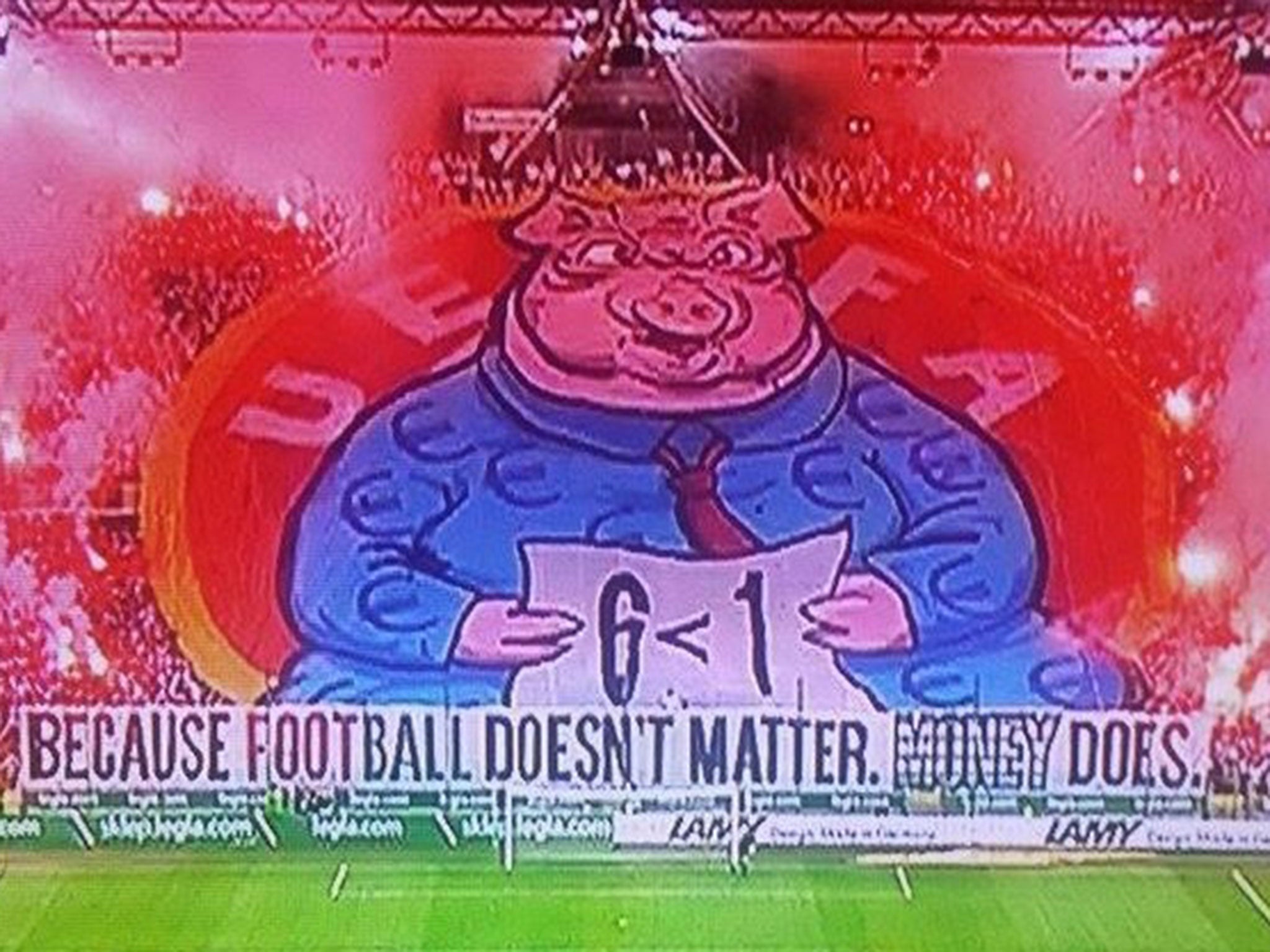 The giant banner displayed by Legia Warsaw supporters last night