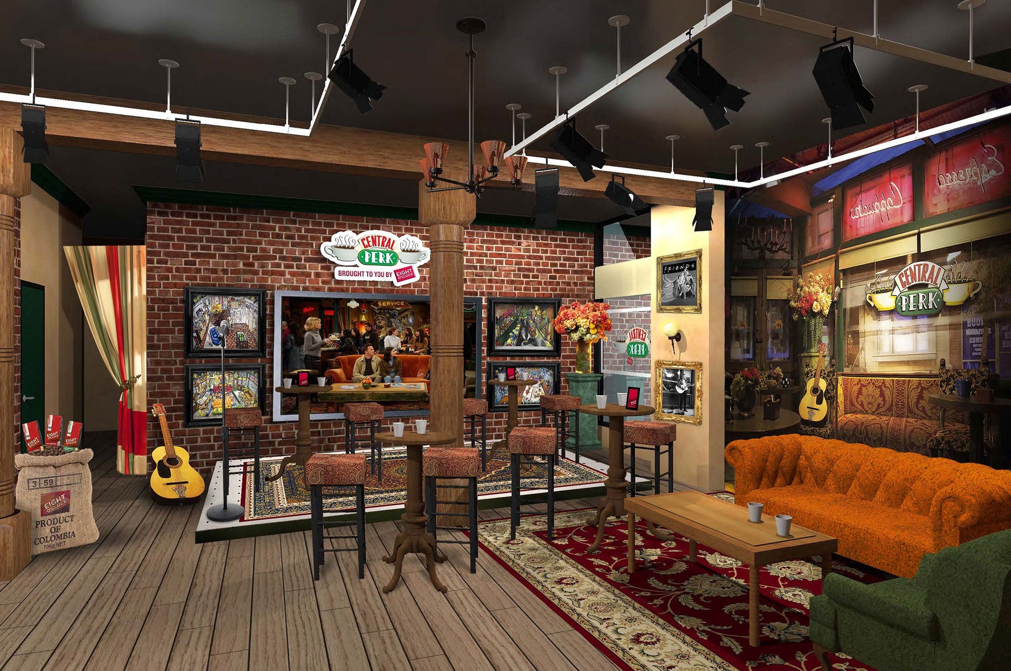 To mark the anniversary of the phenomenally successful sitcom, fans can visit a replica of Friends hangout Central Perk in Manhattan, order a free drink and kick back on the same orange sofa used on the set