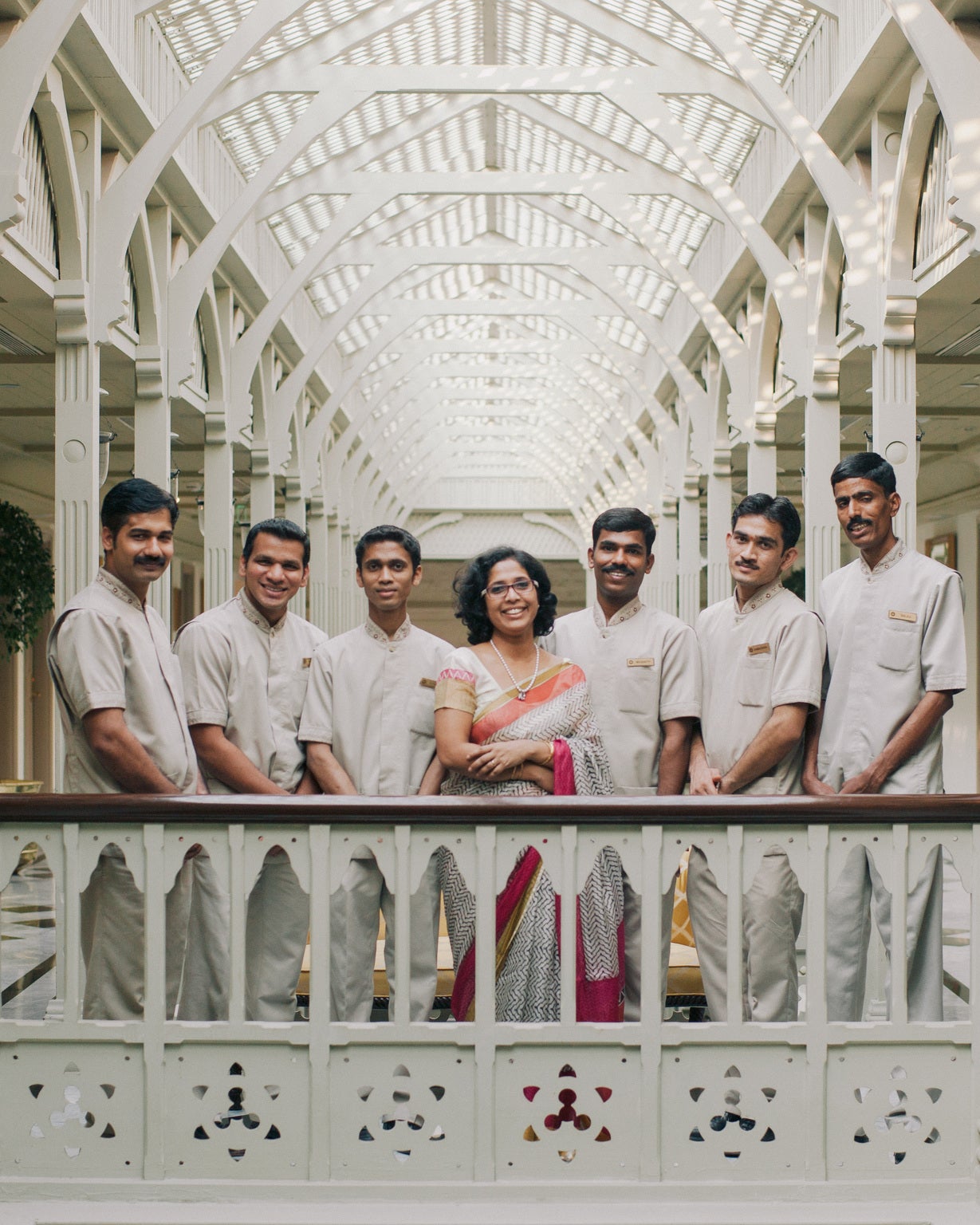 Landing lights: housekeeping staff at the Taj Mahal Palace
hotel with Executive of Housekeeping Indrani Gupta