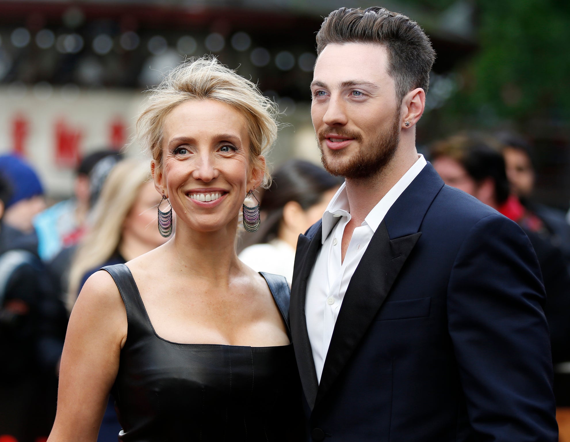 The home of Sam and Aaron Taylor-Johnson was investigated by police after a passer-by spotted a machine gun