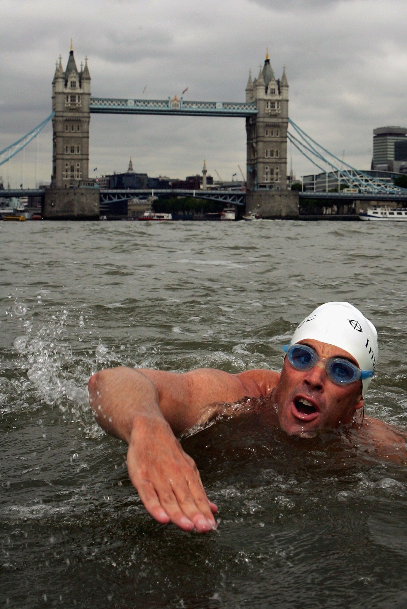 Pugh swimming the Thames in 2006