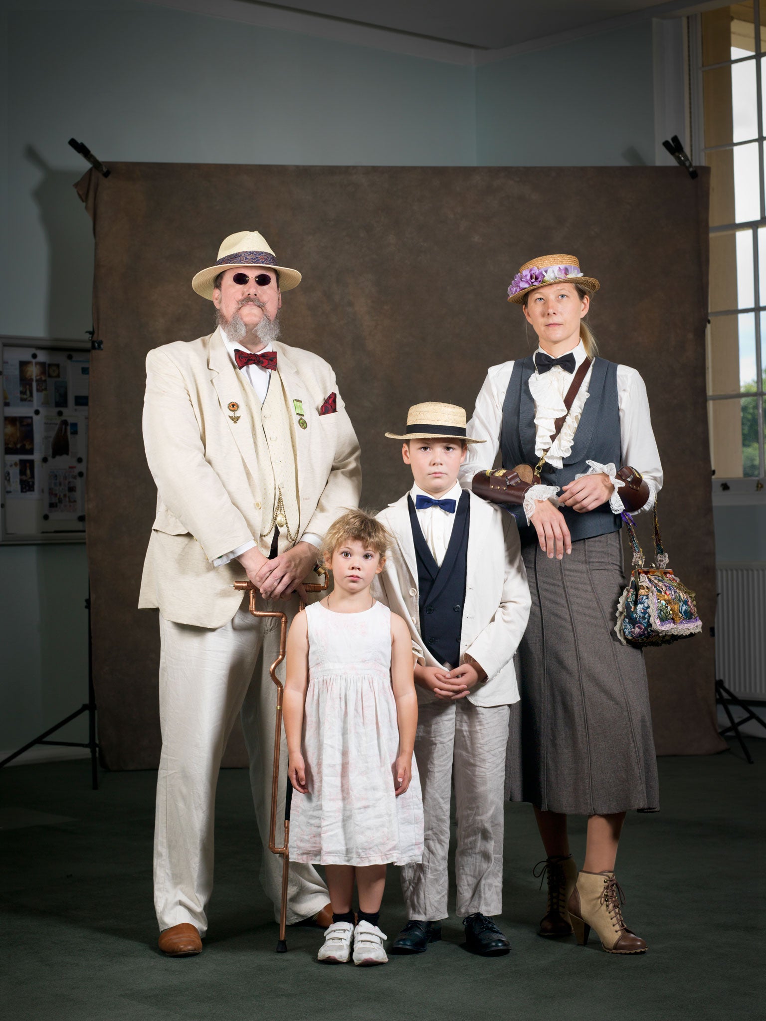 Nuclear family: Stephen Woollard and Vikki Thomas with their children Katie and Michael embody Major Tinker's 'old-fashioned manners and values'