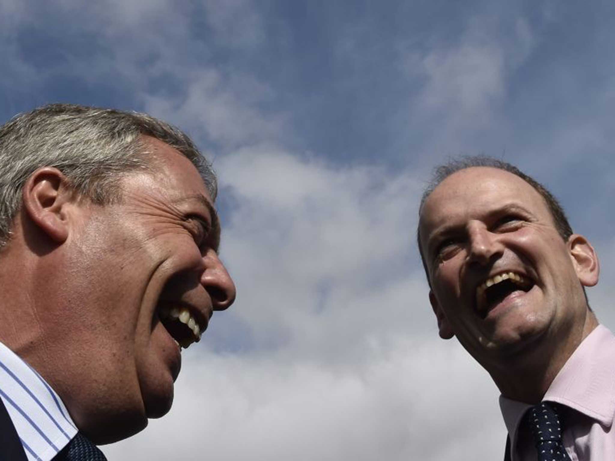 Ukip leader Farage with former Tory MP Carswell, who has defected to his party