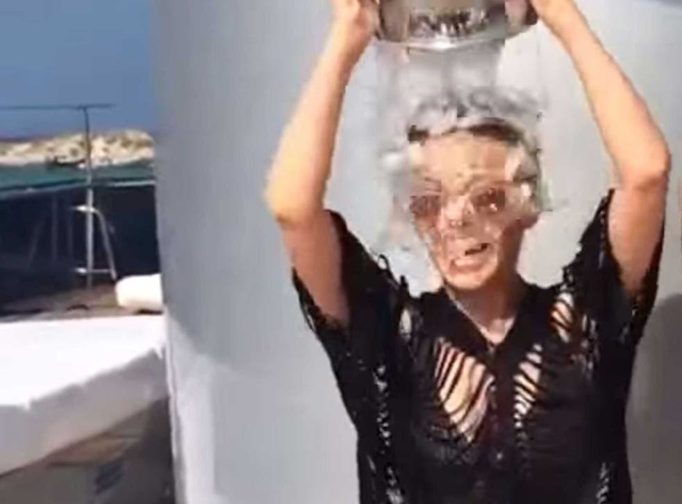 Kylie Minogue doing the ice bucket challenge