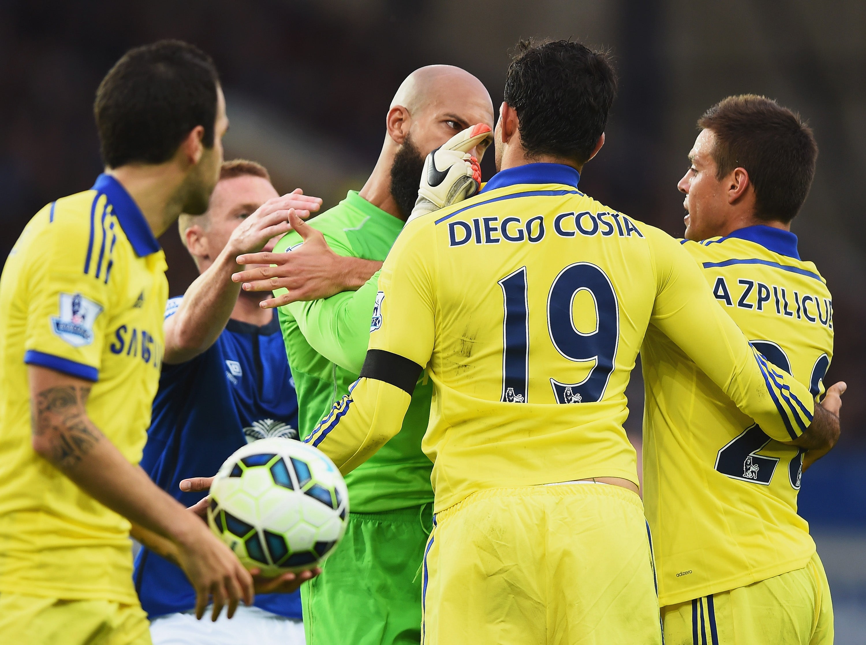 Costa was involved in a row during a match at Goodison Park this season