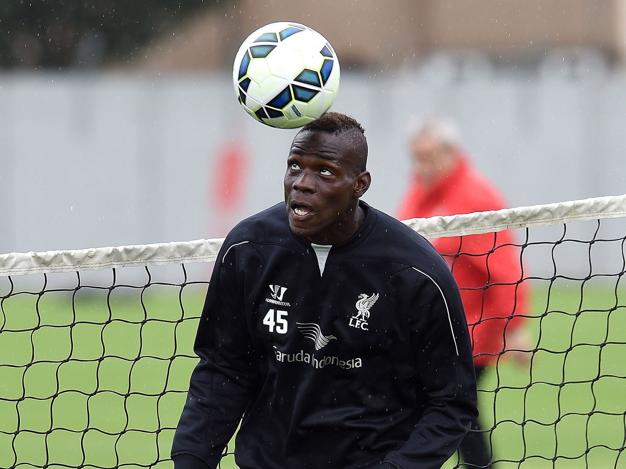 Mario Balotelli in training with Liverpool on Friday