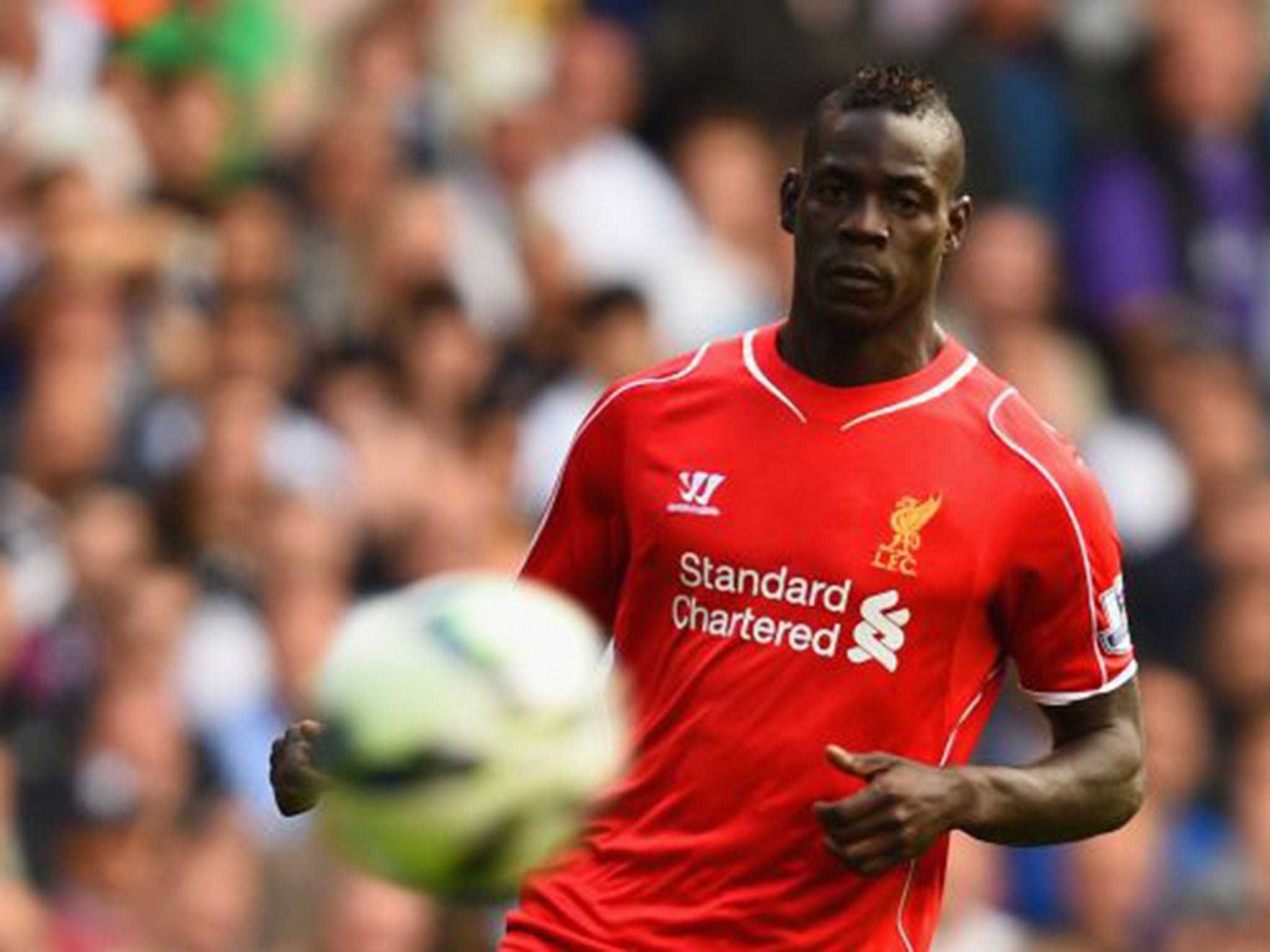 Mario Balotelli in action during his Liverpool debut against Tottenham