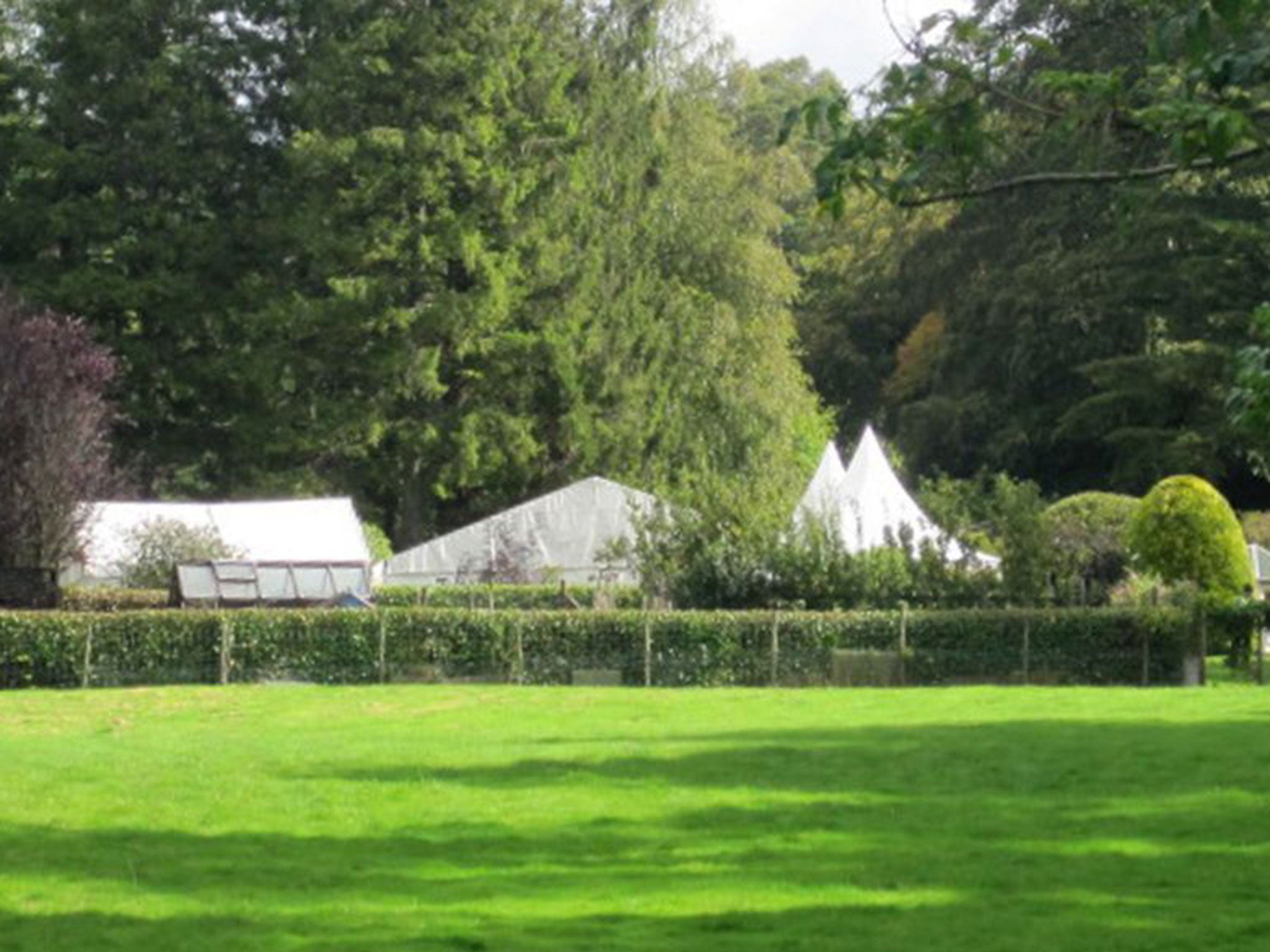 The marquee of the wedding celebration on the grounds of Larch Cottage in Ecclerigg, where the incident occurred