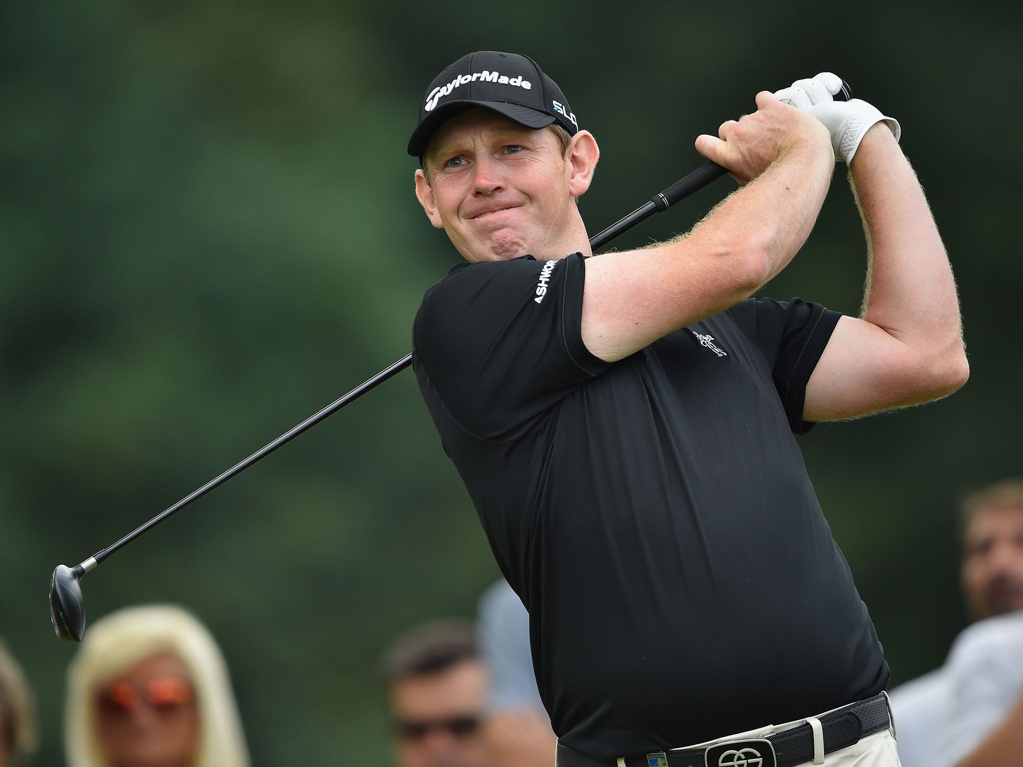 Stephen Gallacher plays a shot during his final round at the Turin Open on Sunday