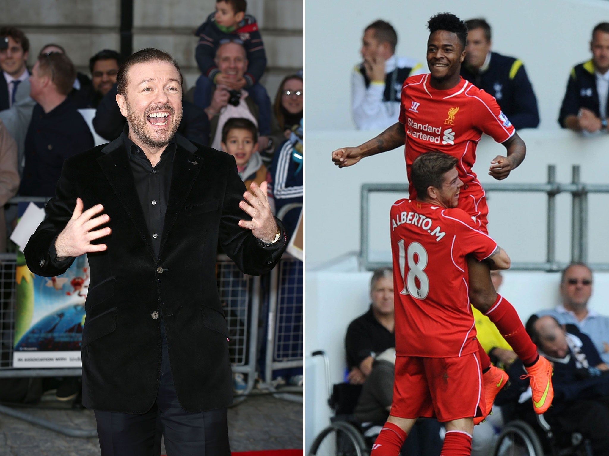 Ricky Gervais and Raheem Sterling