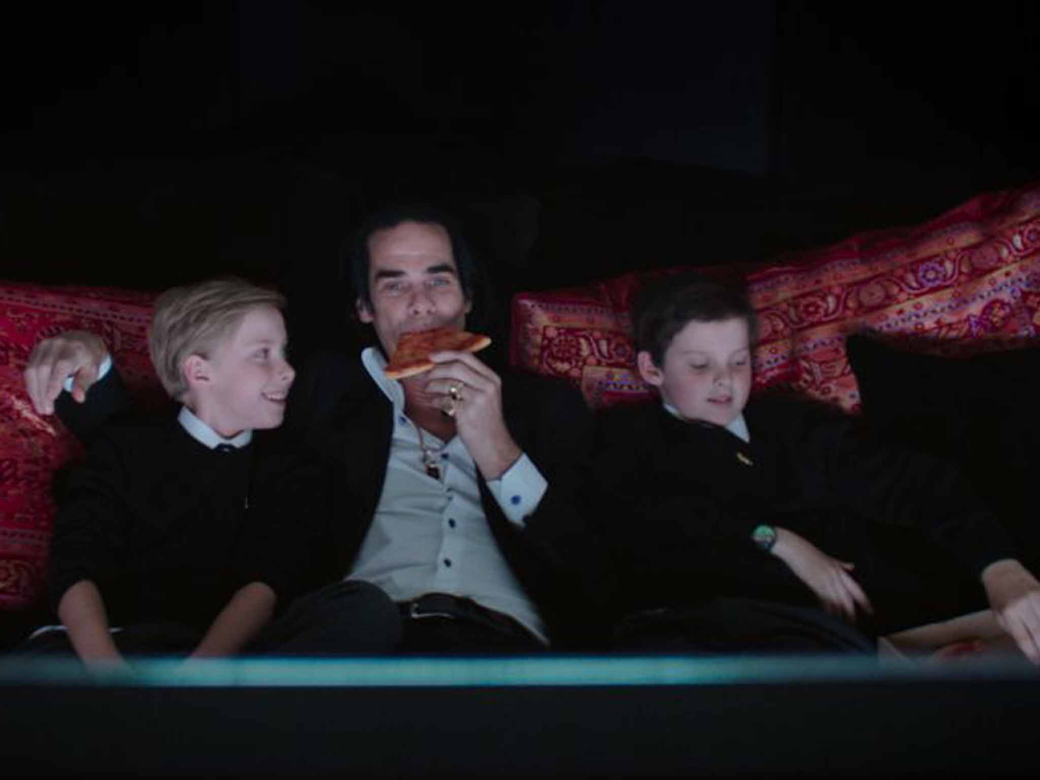 Nick Cave with two of his sons' Arthur (left) and Earl (right)