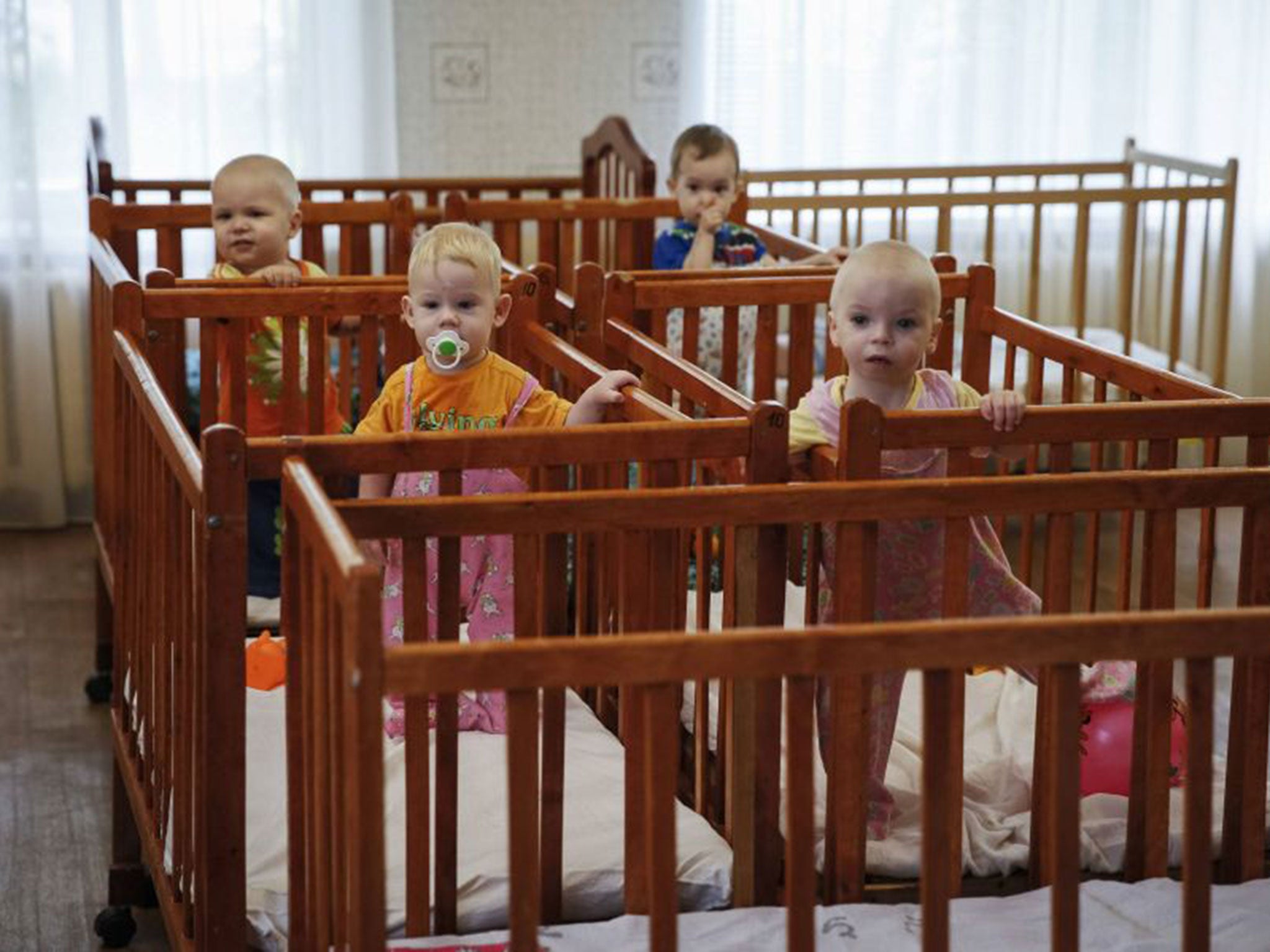 Children were transferred from orphanages in Donetsk and Makeyevka to escape the fighting between the Ukrainian army and pro-Russian separatists