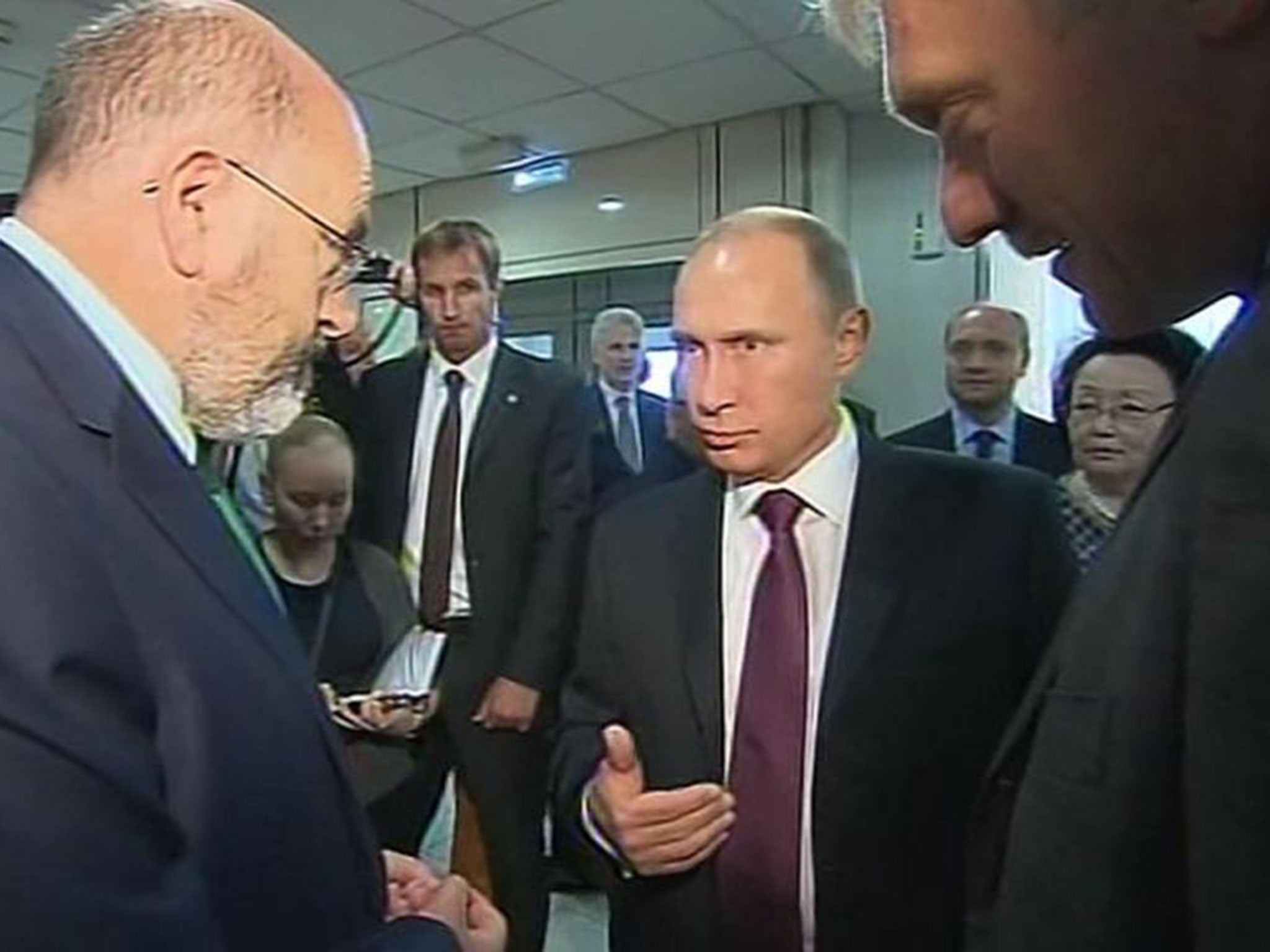 John Sweeney doorstepped the Russian President asking
him whether he “regrets the killings in Ukraine”