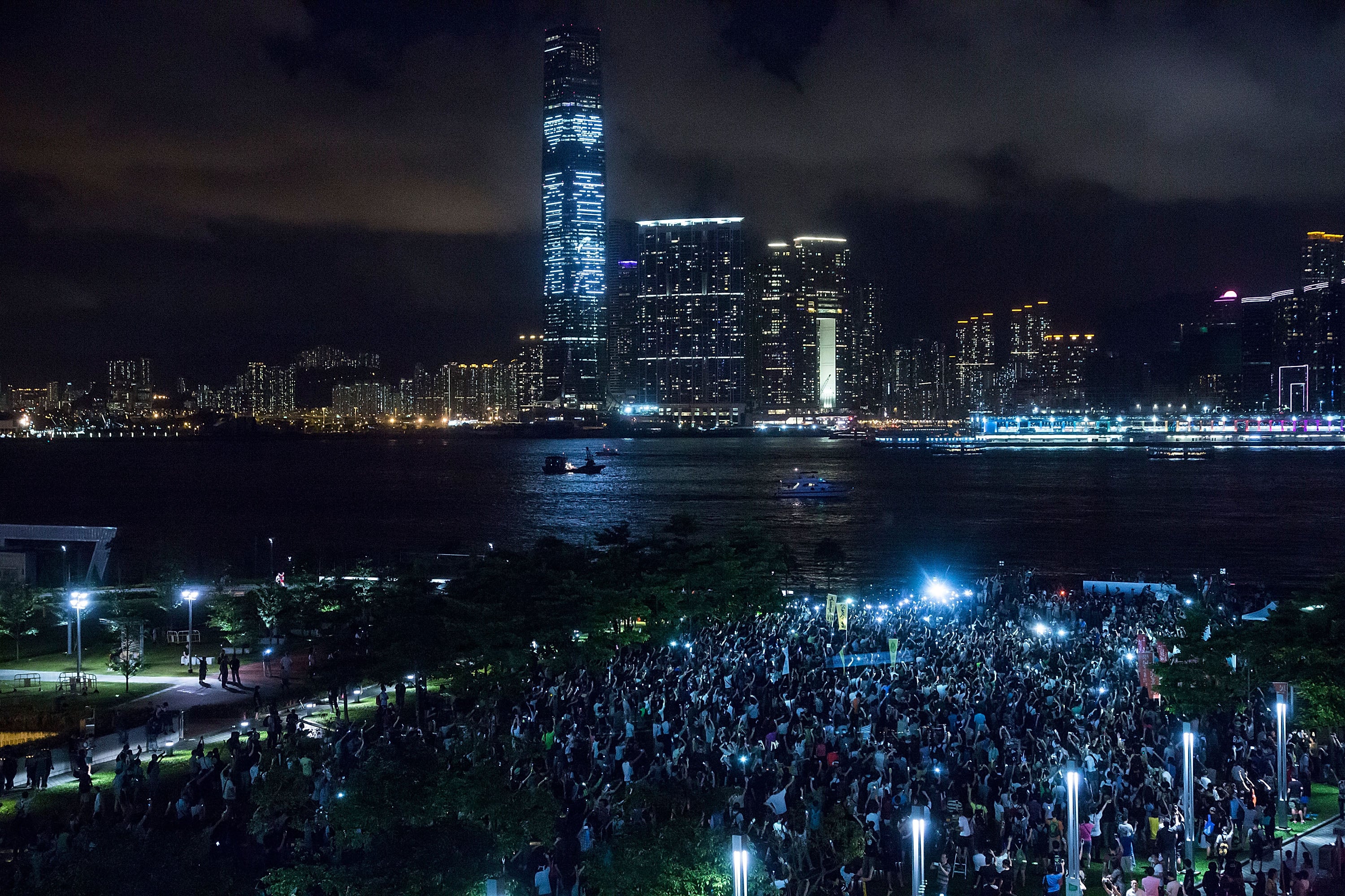 Protesters take part in a pro-democracy rally on 31 August 2014 in Hong Kong, China