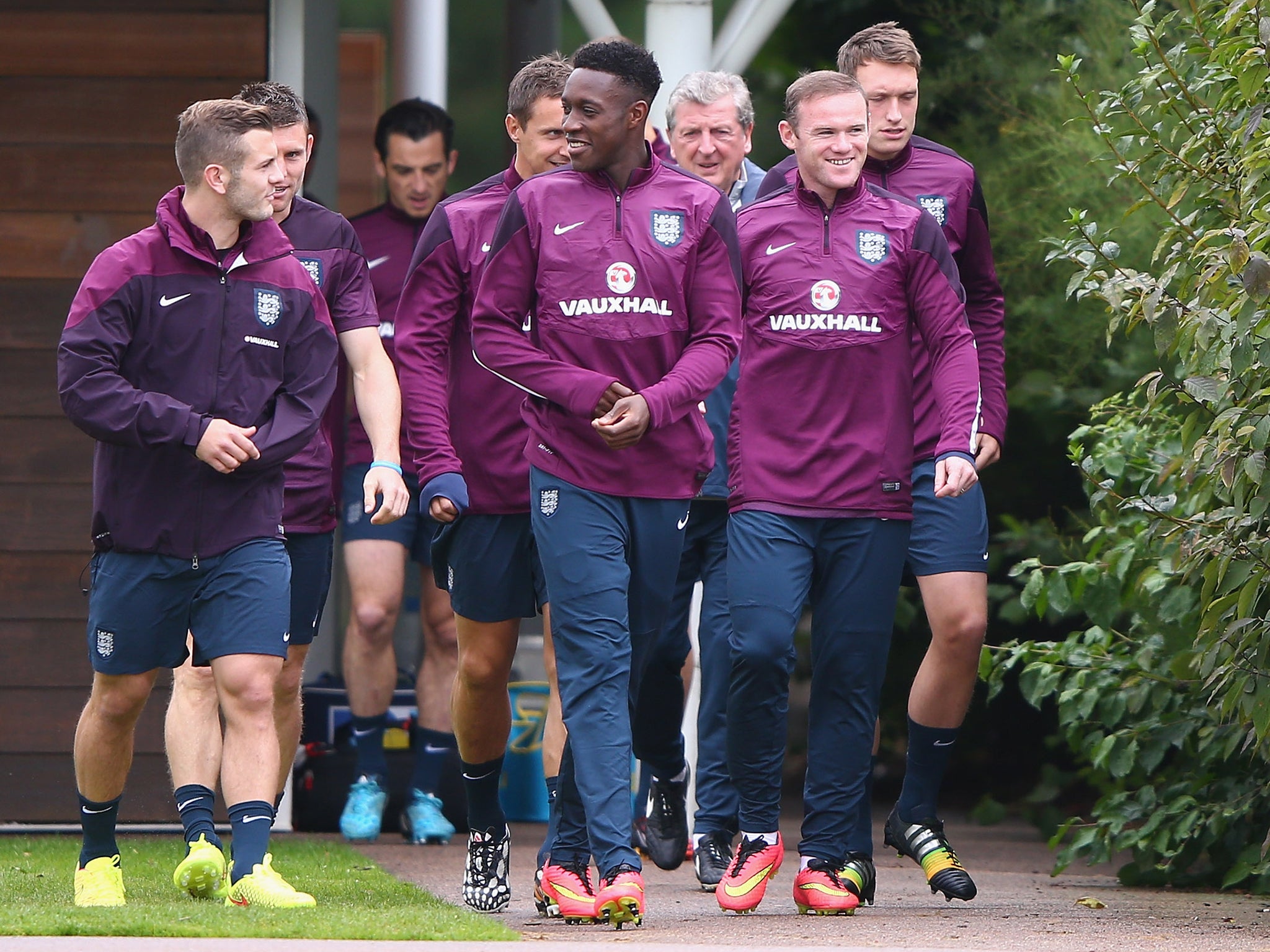 Wayne Rooney together with Danny Welbeck and Jack Wilshere