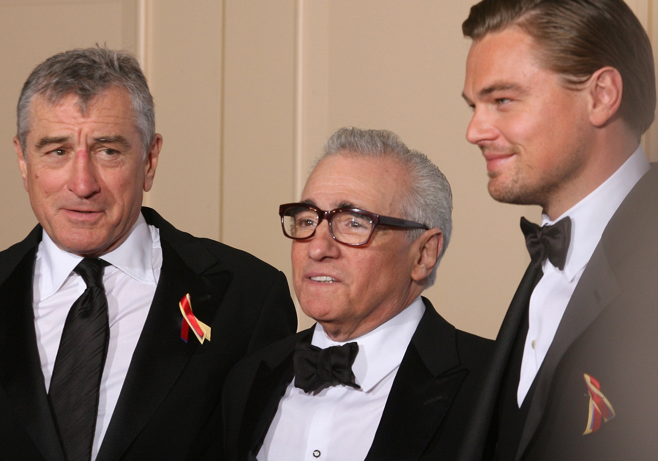 Robert De Niro, Martin Scorsese and DiCaprio, at an awards show in 2010