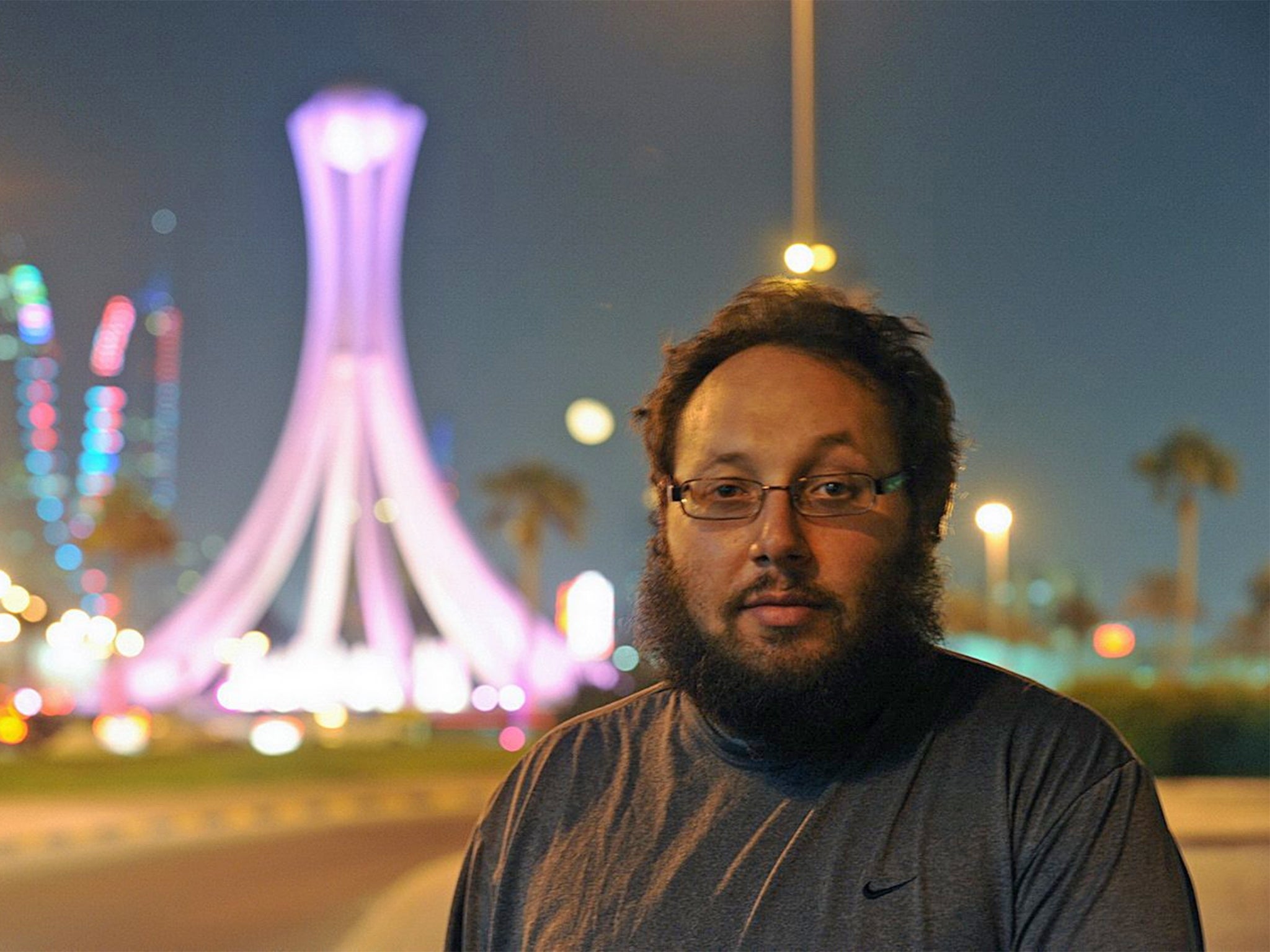 Steven Sotloff pictured in 2010 near Lulu Roundabout in Manama, which later became the iconic center for the 2011 pro-reform protests in Bahrain