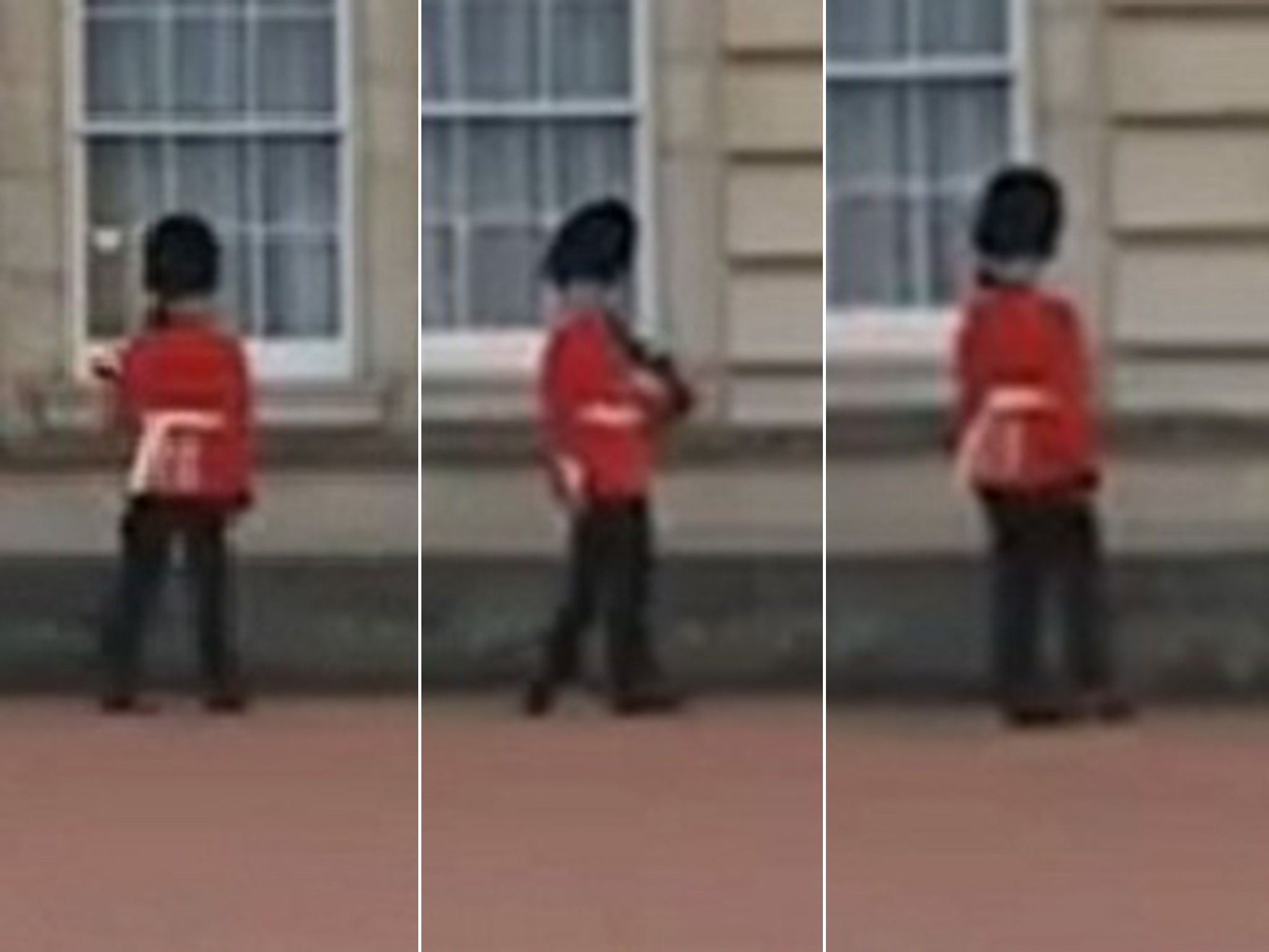 For one guardsman, the monotony of walking back and forth outside the Queen's London residence got just too much.