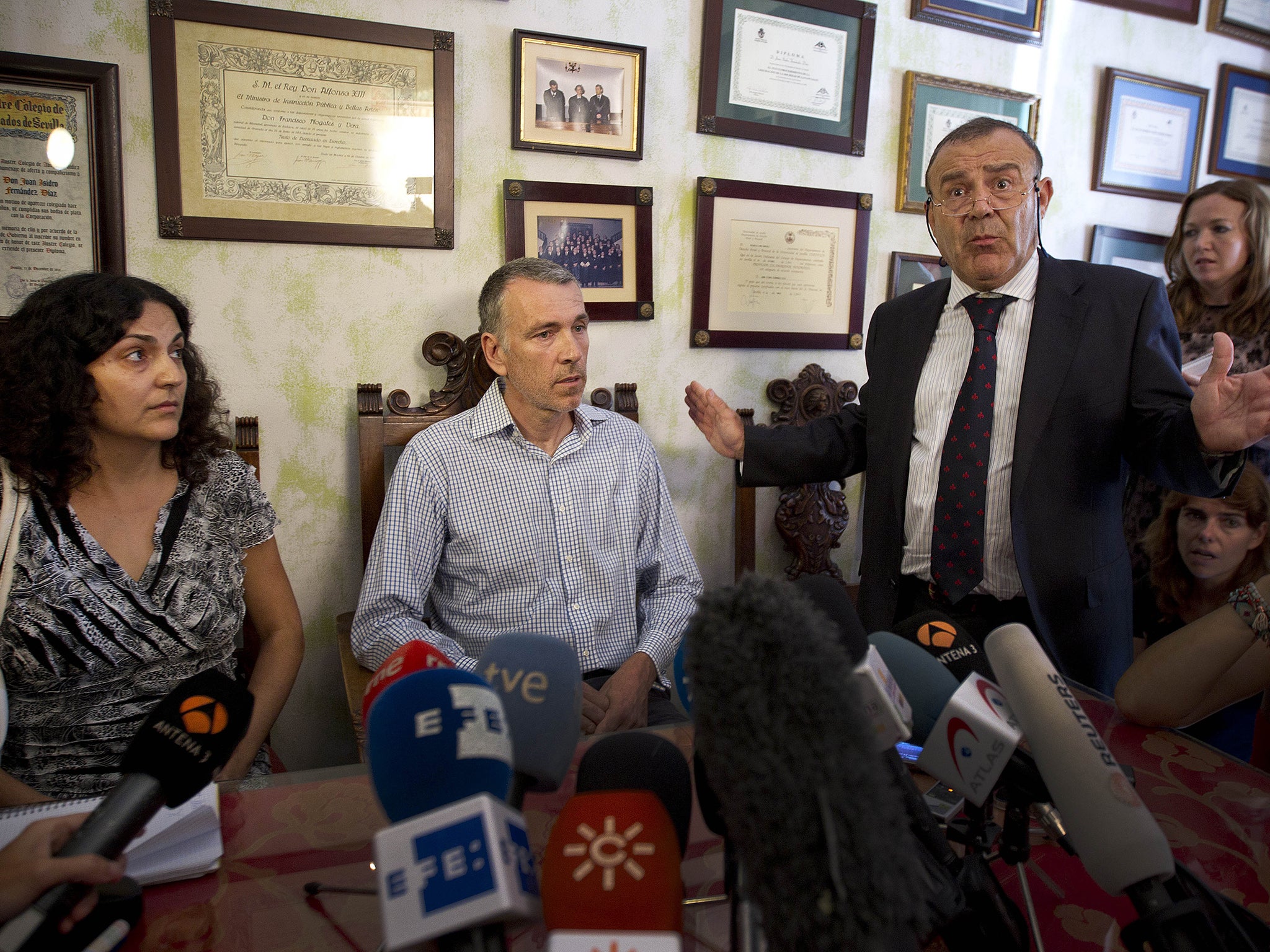 Brett and Naghemeh King, parents of Ashya, attend a press conference in Sevilla, Spain