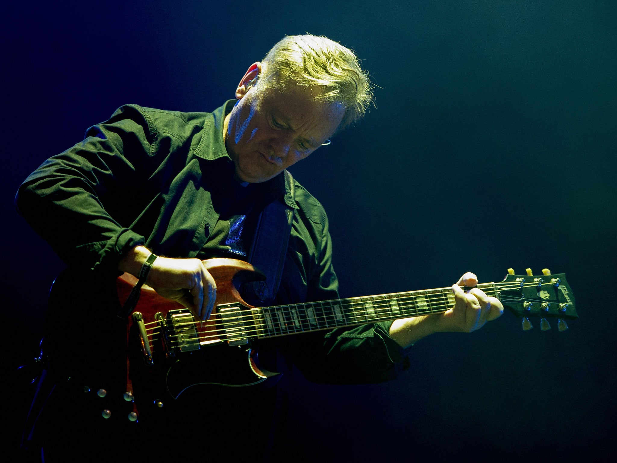Bernard Sumner of New Order performs at Lollapalooza in Brazil