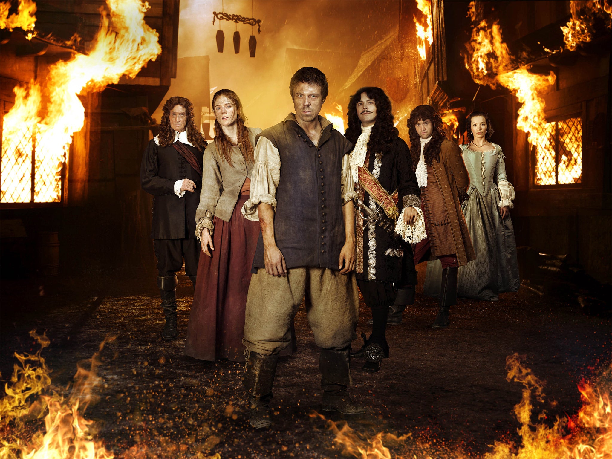 Andrew Buchan as Thomas Farriner (centre) in the new TV drama about the Great Fire of London