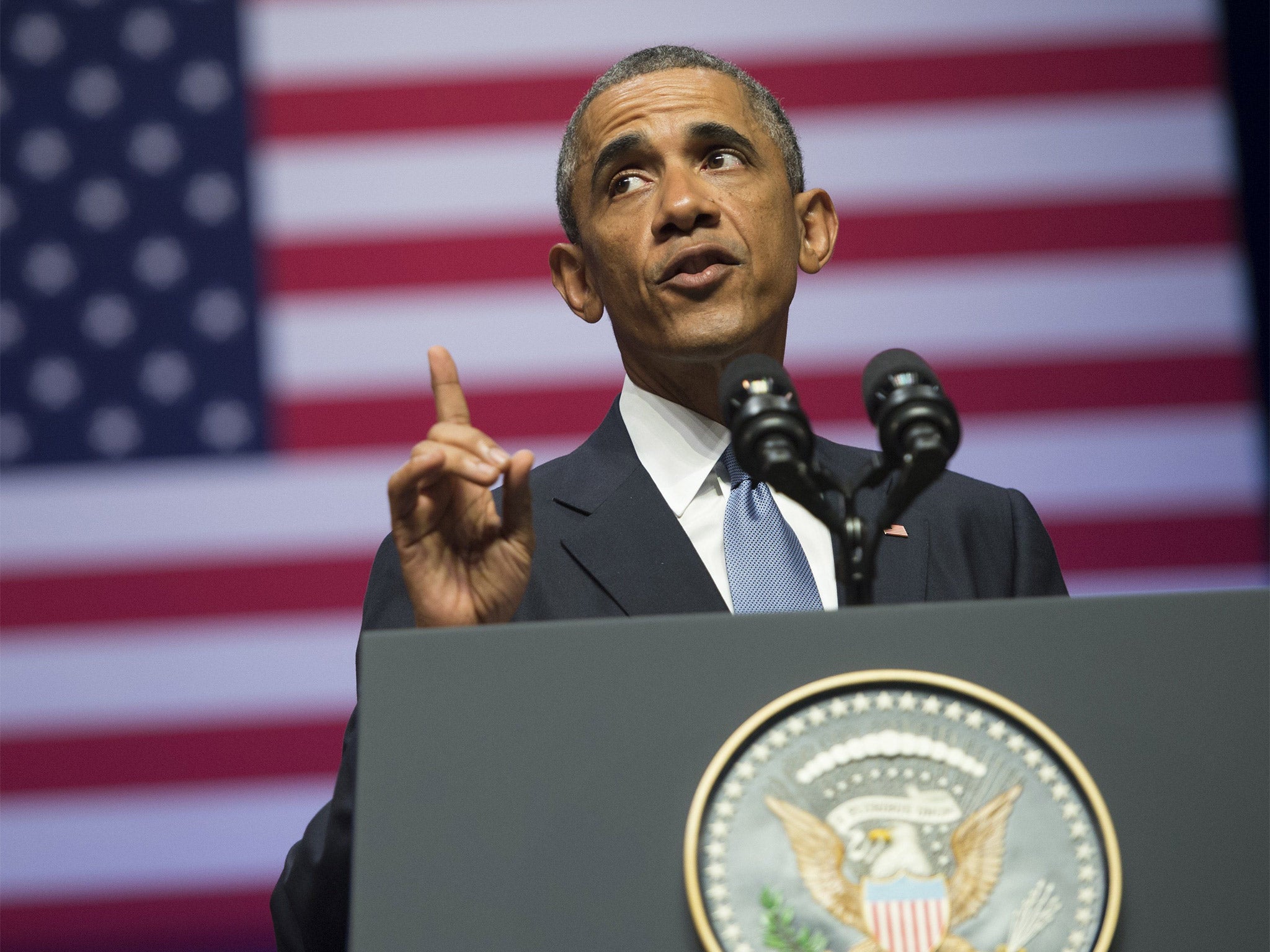 US President Barack Obama delivers a speech in Tallinn, Estonia