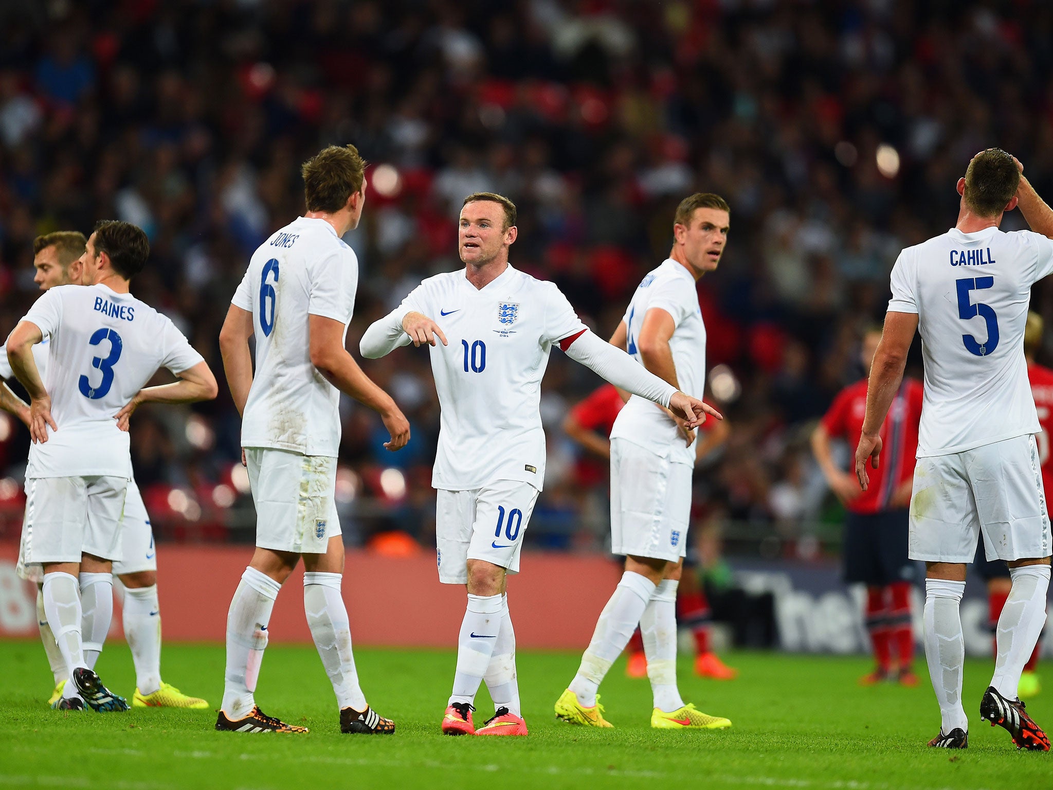 Wayne Rooney gives the orders during England's 1-0 win over Norway