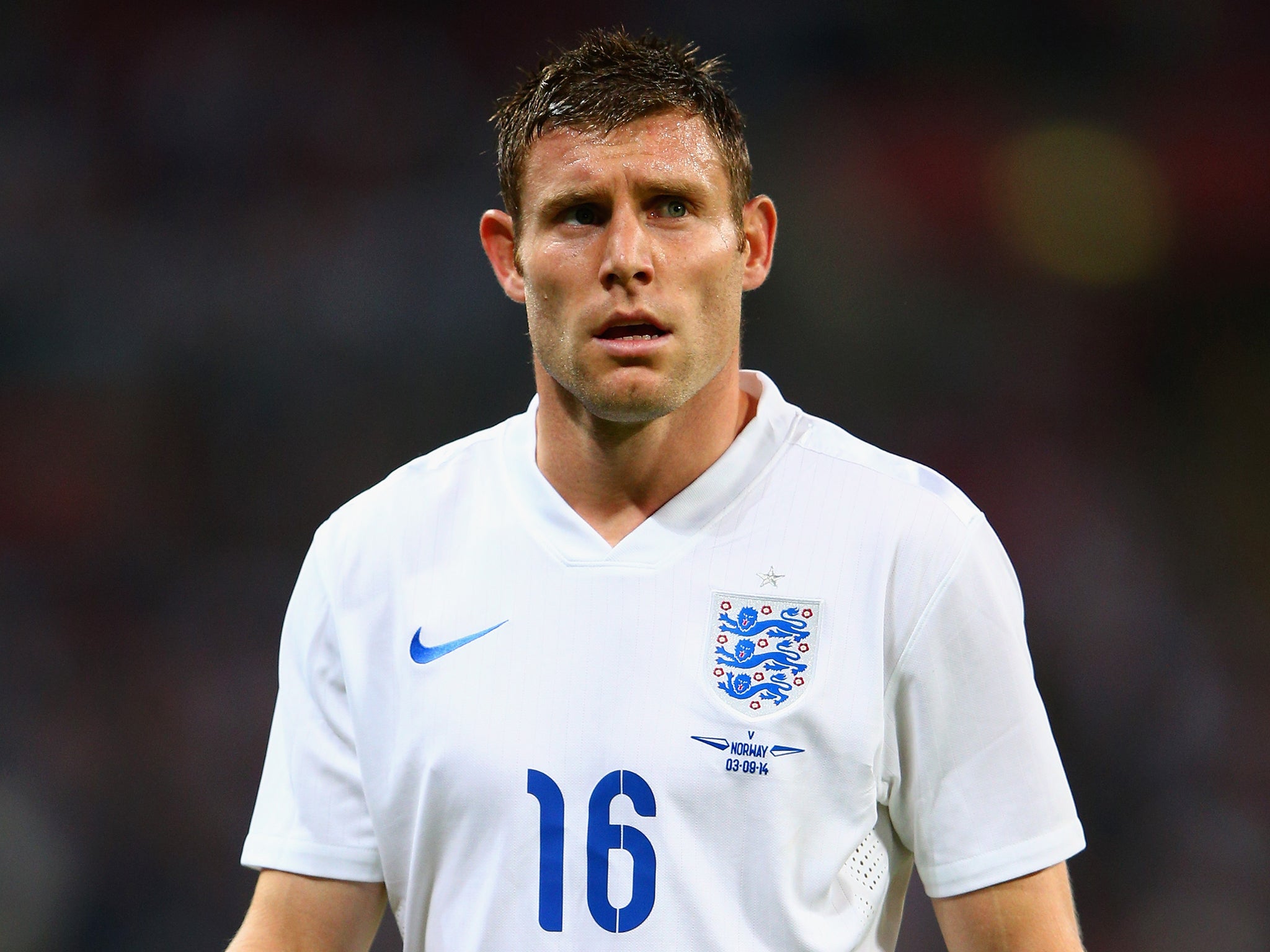 James Milner in action for England against Norway