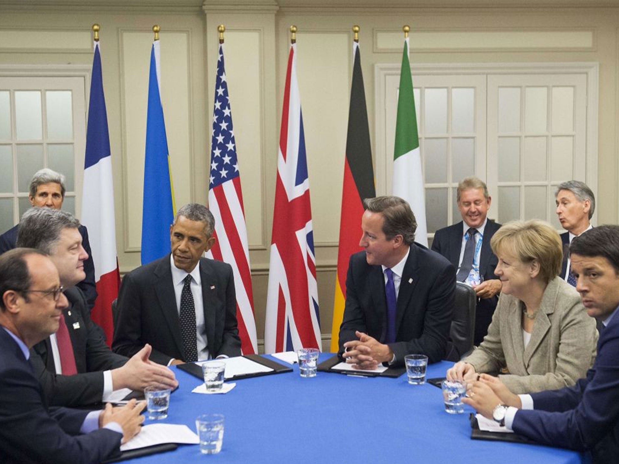 Petro Poroshenko with Nato leaders at a summit in Wales.