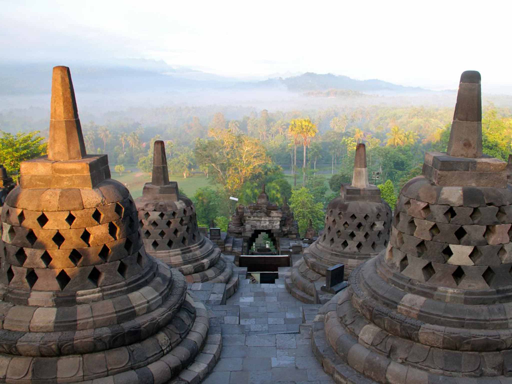 Island hopping: stupas at Borobudur