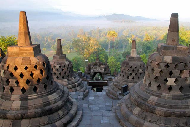 Island hopping: stupas at Borobudur