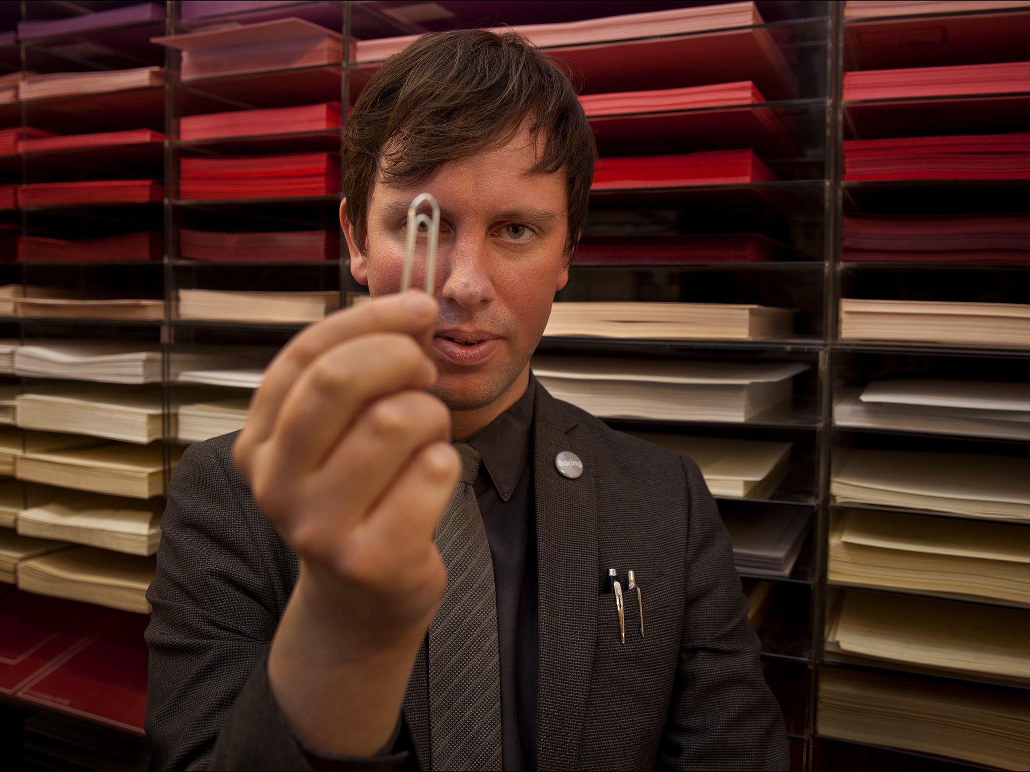 Mr Clippy: Ward indulges his passion for paperclips at the London Graphic Centre in Covent Garden