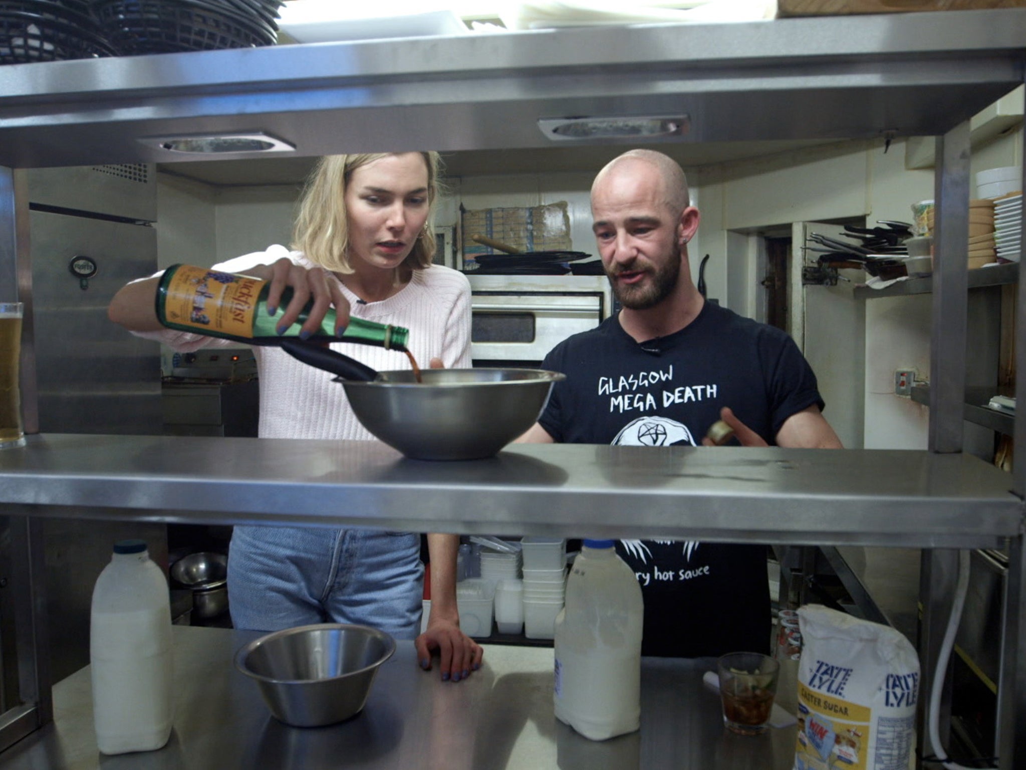 Charlet making Buckfast icecream with 'The Mad Chef' Danny McClaren