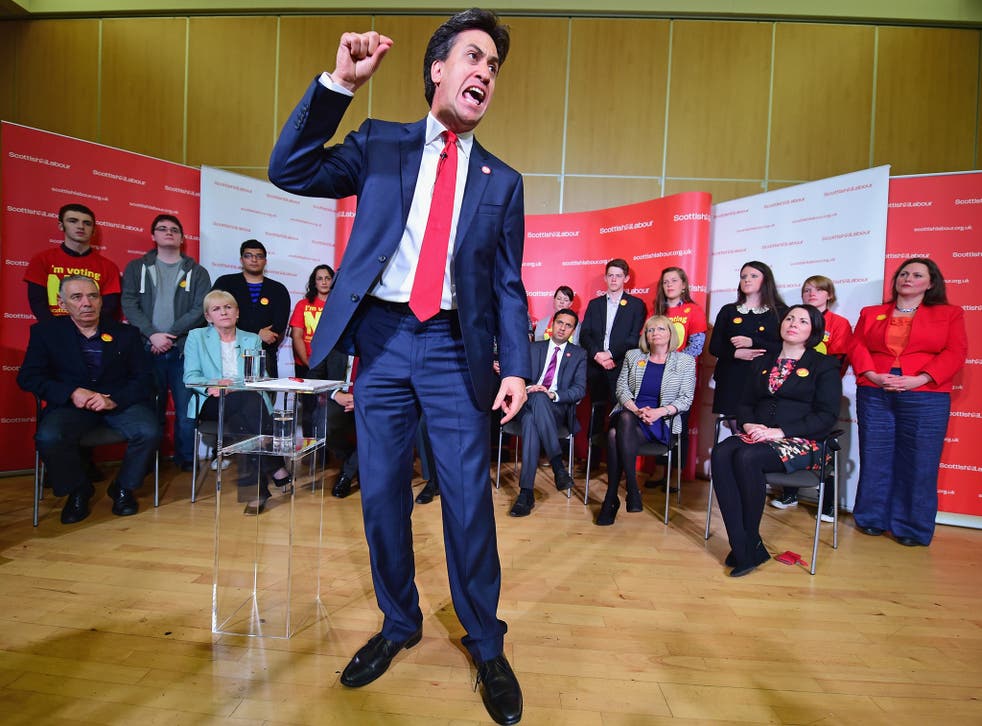 Ed Miliband delivers a speech in favour of the No campaign in Blantyre yesterday