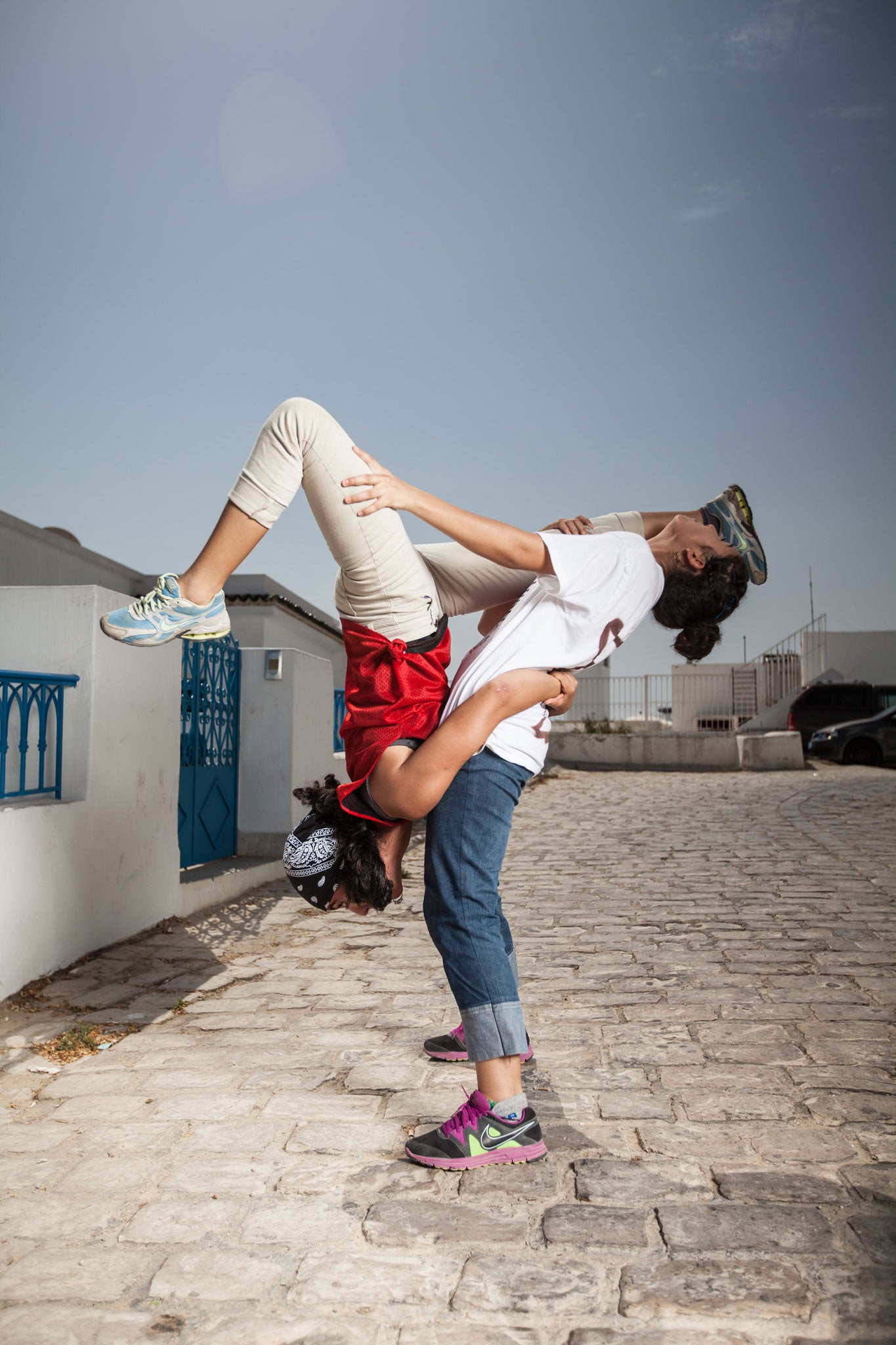 Rahma Boughnim, aka B-girl Rosa (in white) wth her sister Amal 'Flexy' Boughnim