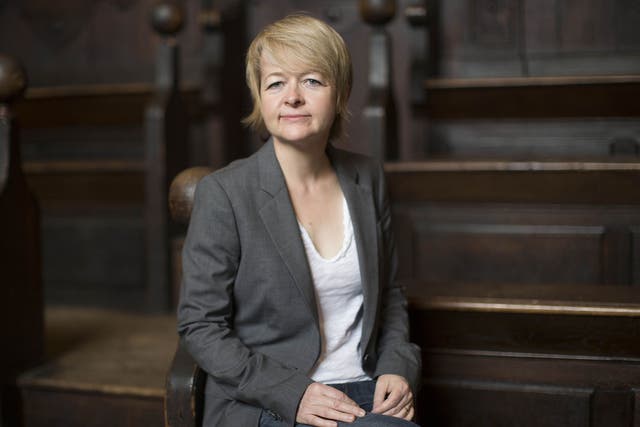 Sarah Waters poses in the Divinty School at the Bodleian Library where she is promoting her new book, The Paying Guests