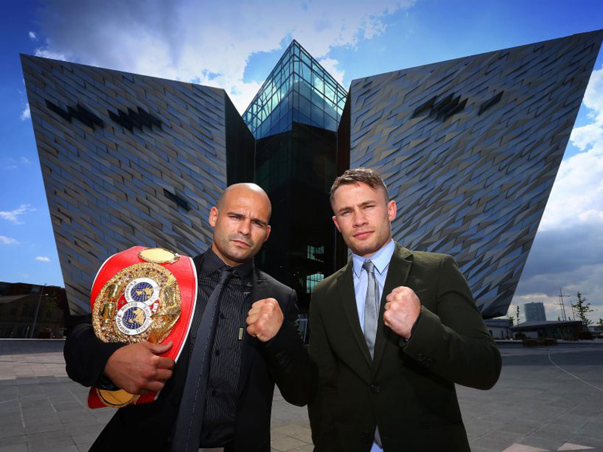 Carl Frampton (right) and Kiko Martinez will be fighting in Belfast’s Titanic Quarter on Saturday night