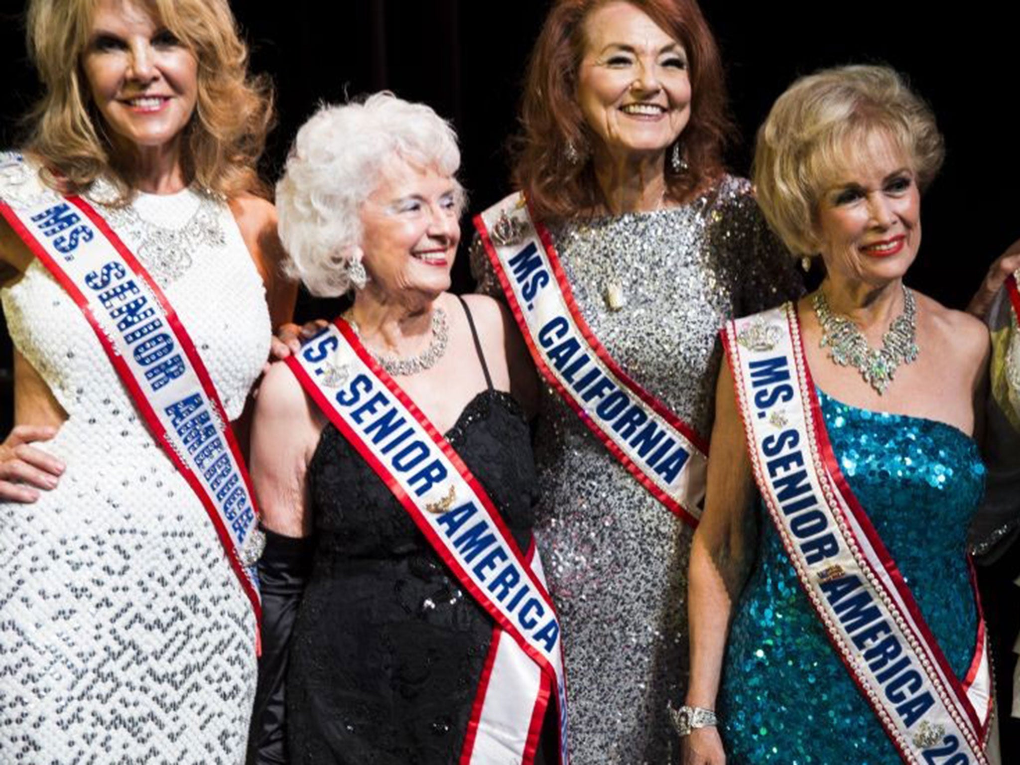 Past winners of the the Ms. Senior California and Ms. Senior America gather at the Ms. Senior California 2014 competition