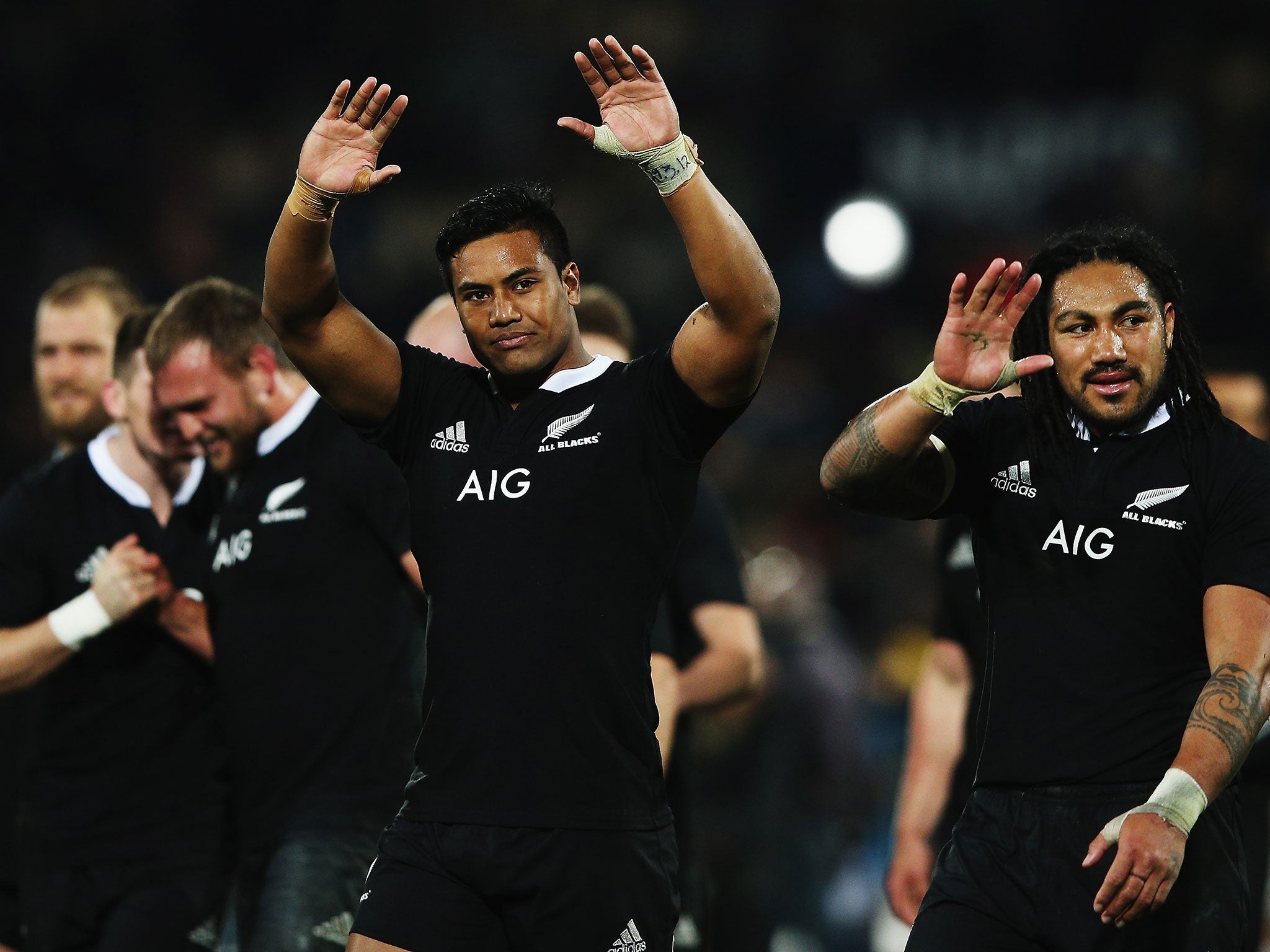 Savea waves to the crowd following the 28-9 win over Argentina