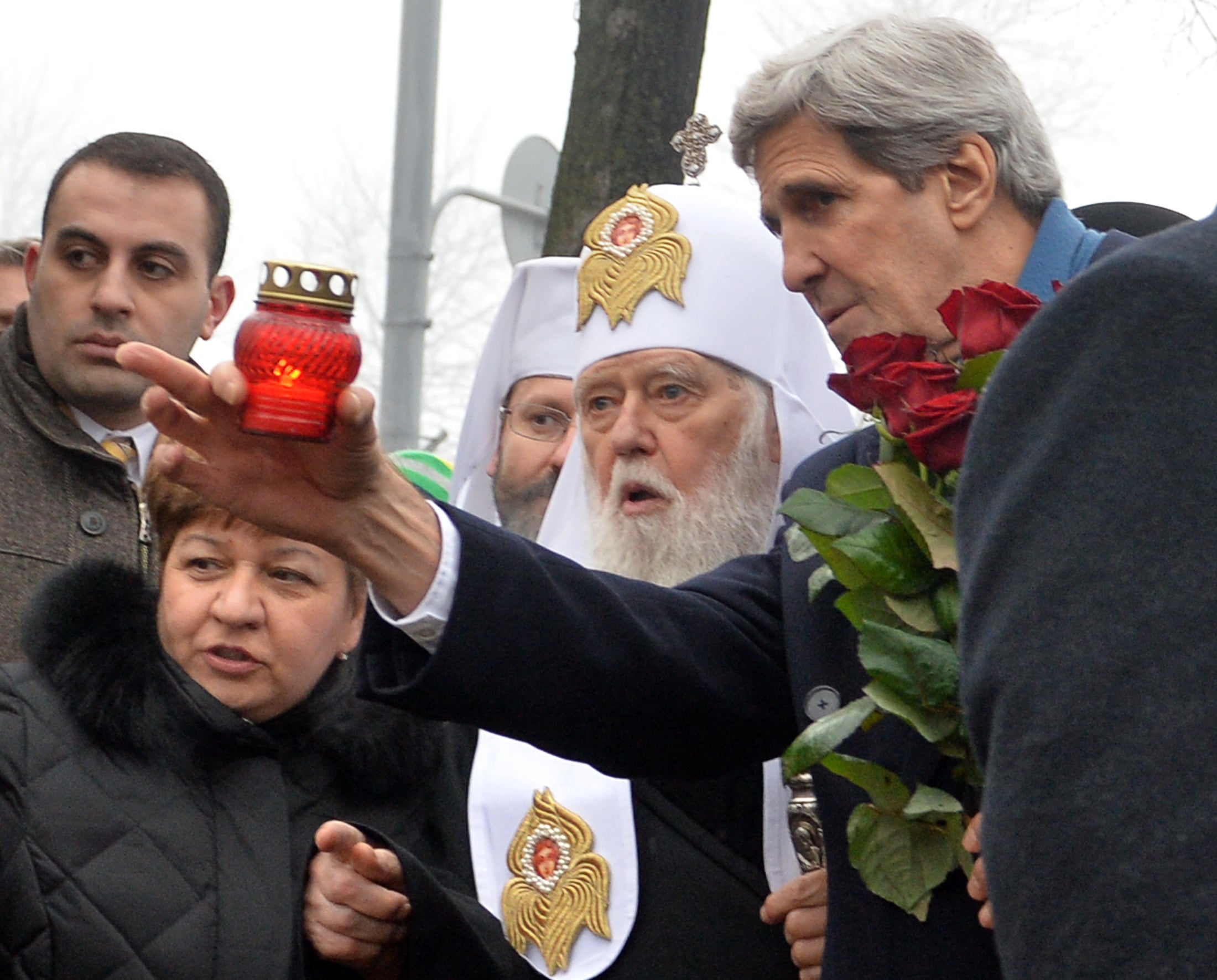 Patriarch Filaret with US Secretary of State John Kerry on 4 March 2014