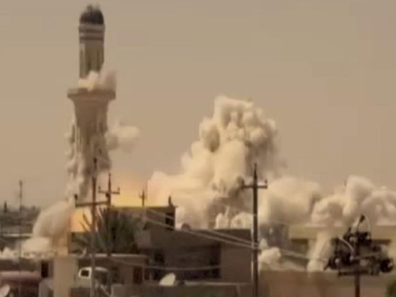 Footage of a mosque being blown up in a US anti-Isis video