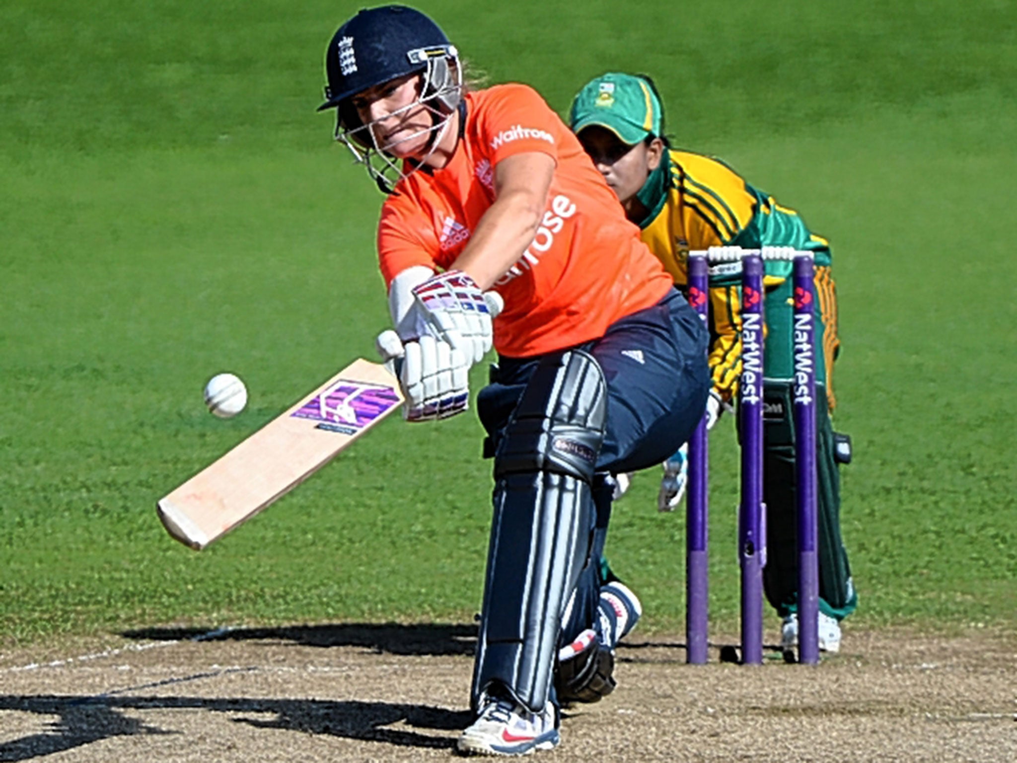 Lauren Winfield on her way to a decisive 74 for England at Edgbaston on Sunday