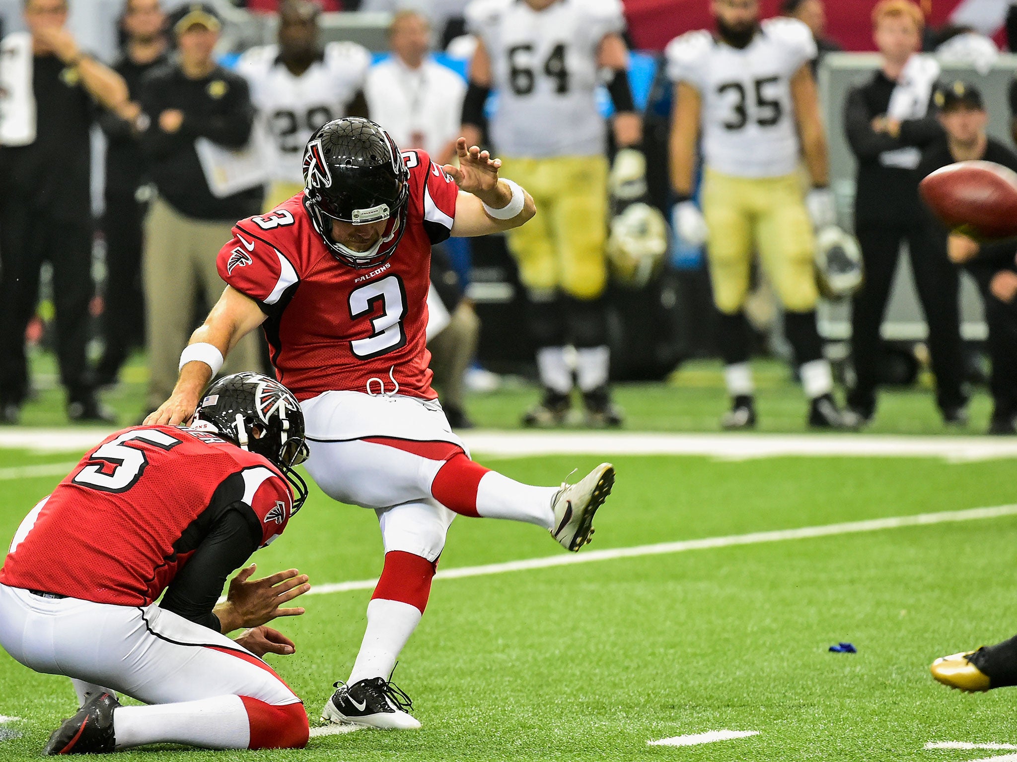 Matt Bryant kicked an overtime field-goal to see the Atlanta Falcons defeat the New Orleans Saints 37-34