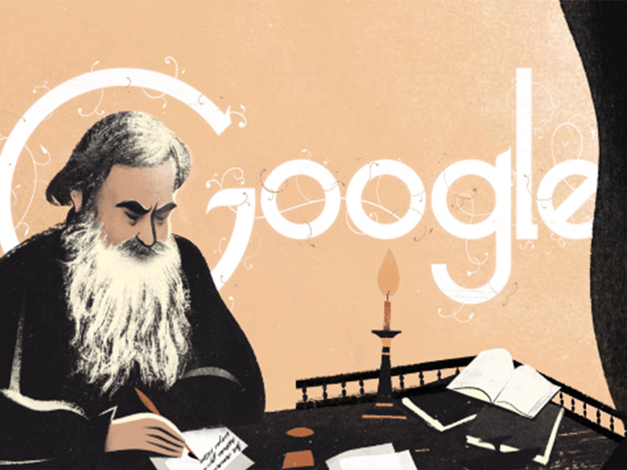 Google Doodle commemorates the life of novelist Leo Tolstoy