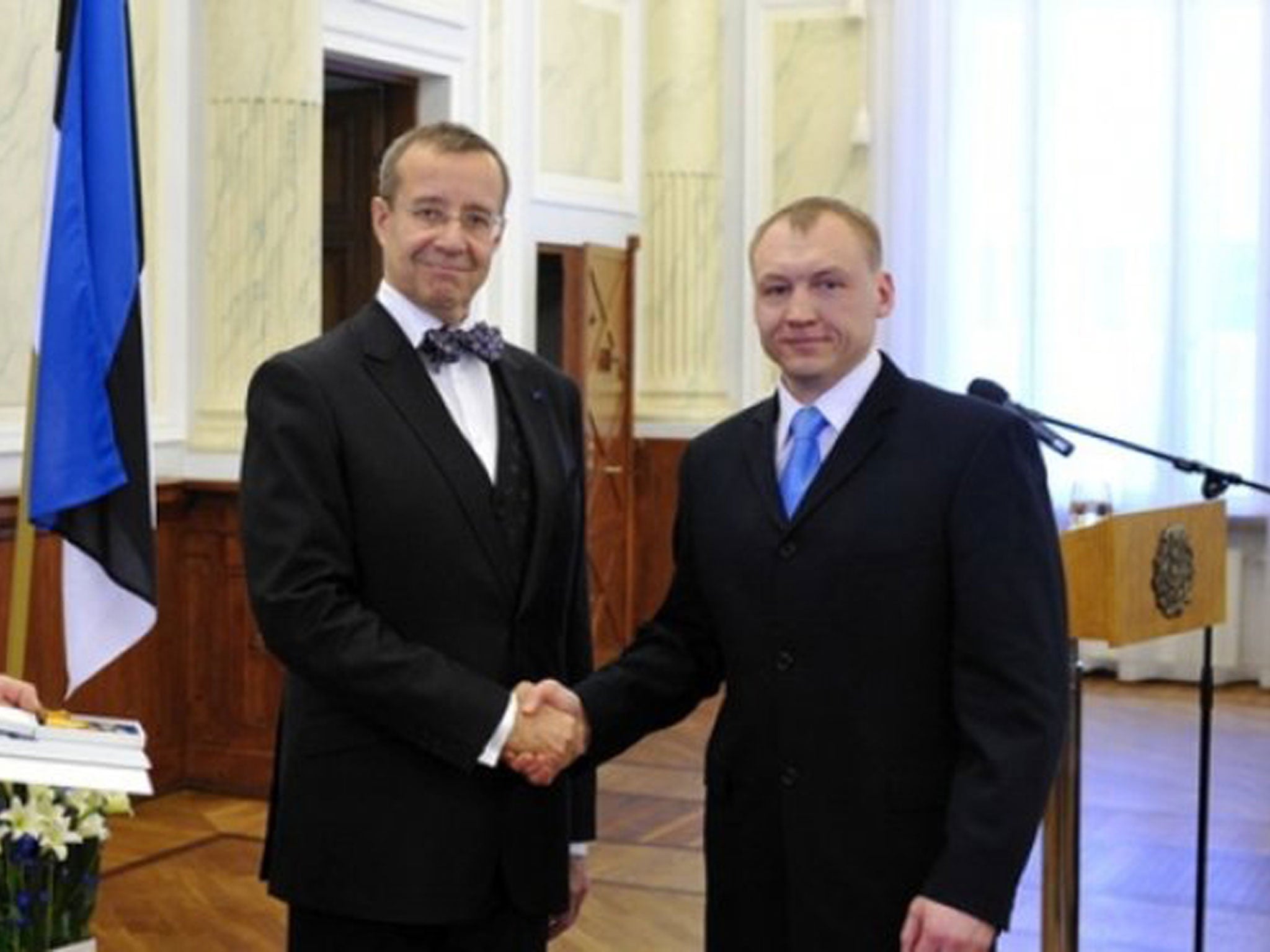 Eston Kohver, right, was decorated by the President in 2010